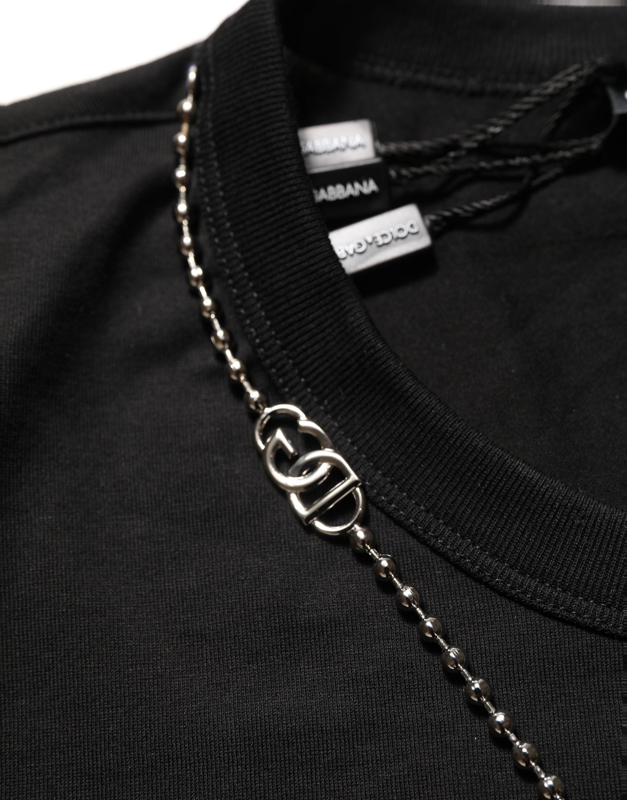 Dolce & Gabbana Black Dog Tag Short Sleeve CrewNeck T-shirt