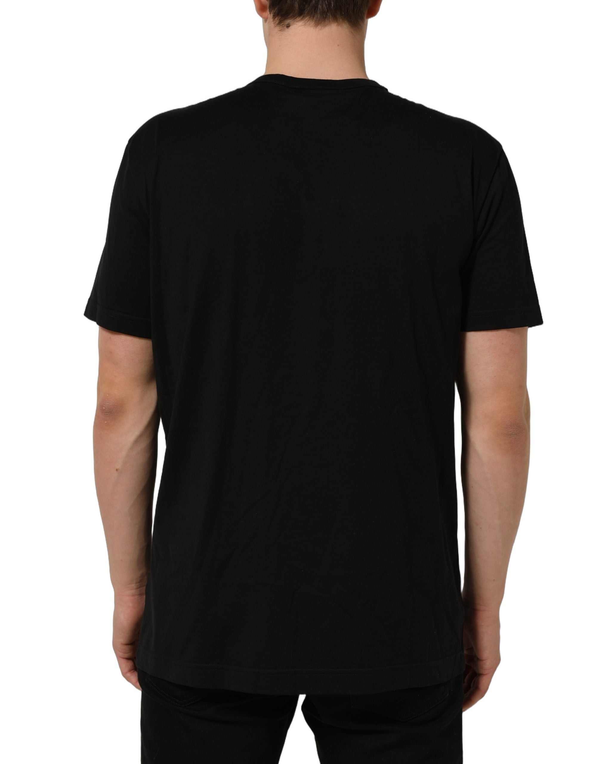 Dolce & Gabbana Black Dog Tag Short Sleeve CrewNeck T-shirt
