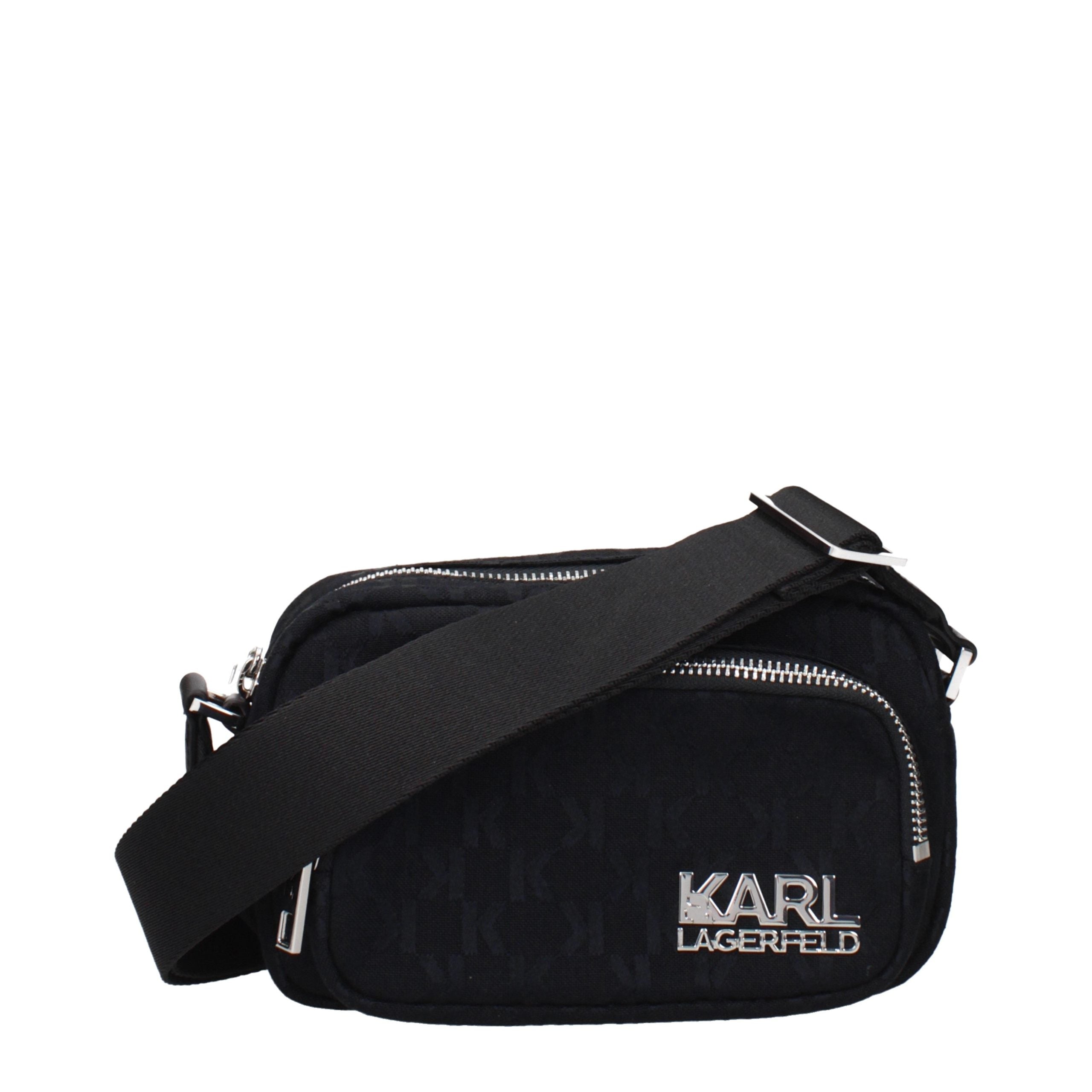 Karl Lagerfeld Black Fabric Crossbody Bag