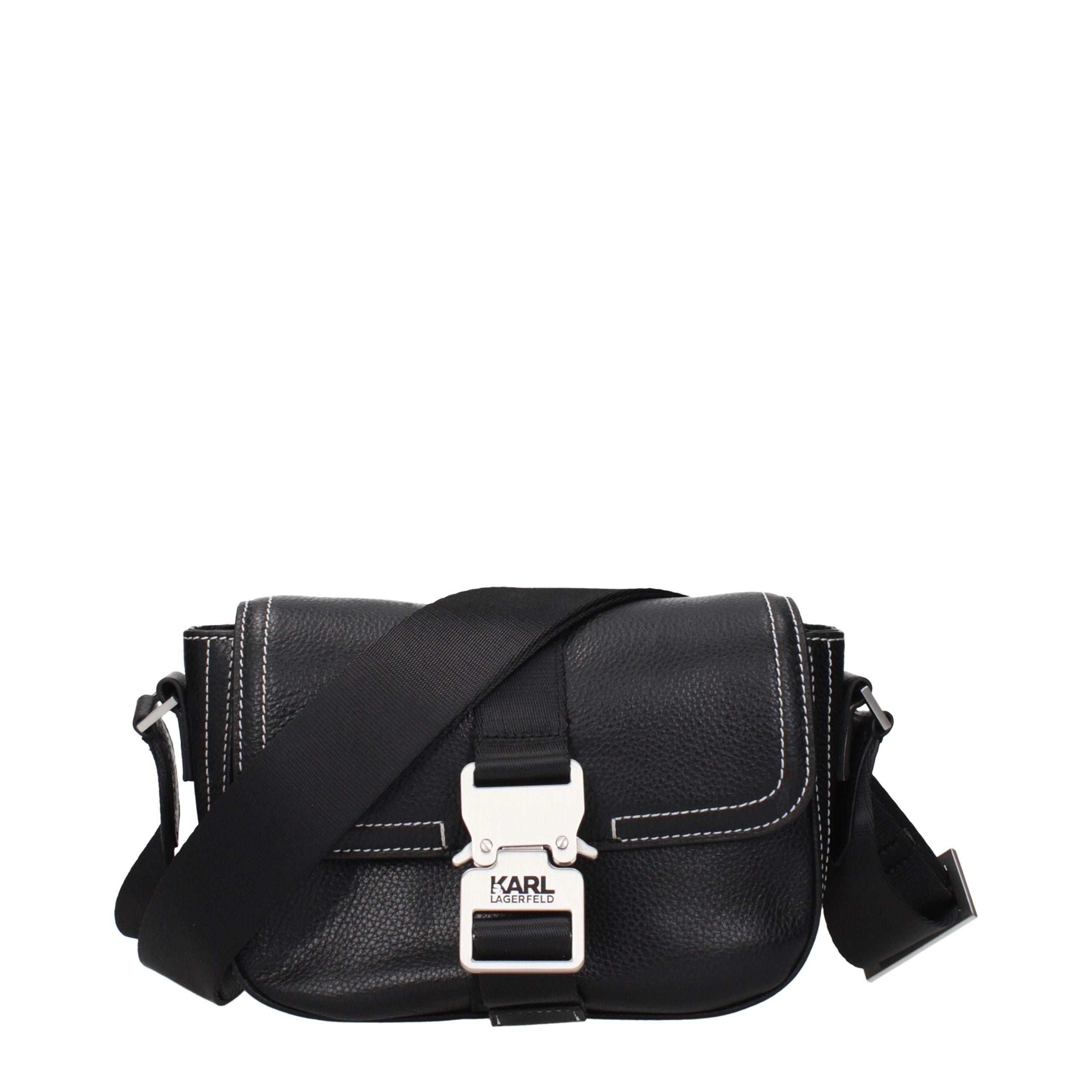 Karl Lagerfeld Black Leather Crossbody Bag