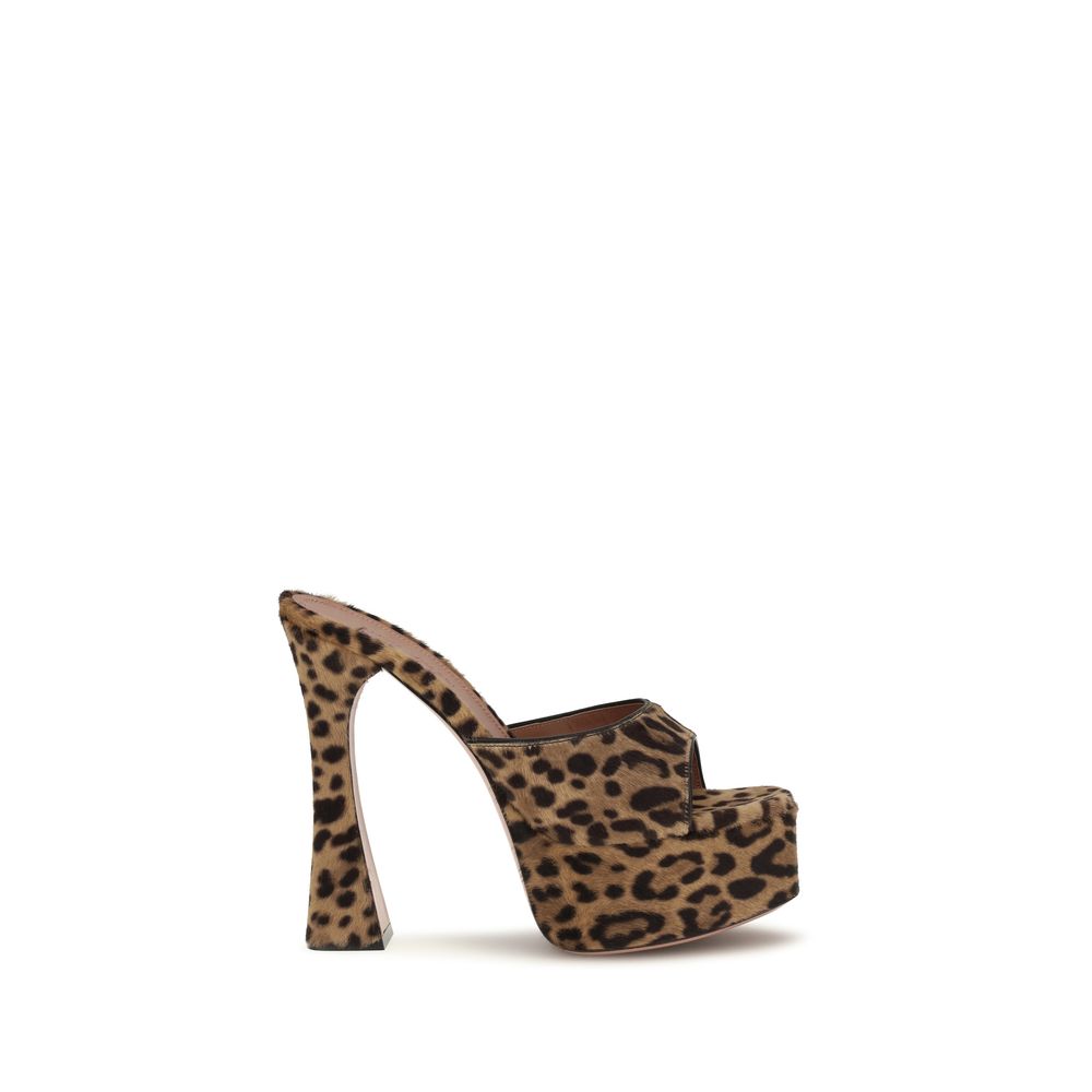 Amina Muaddi Beige Calf Leather Bos Taurus Platform Sandals