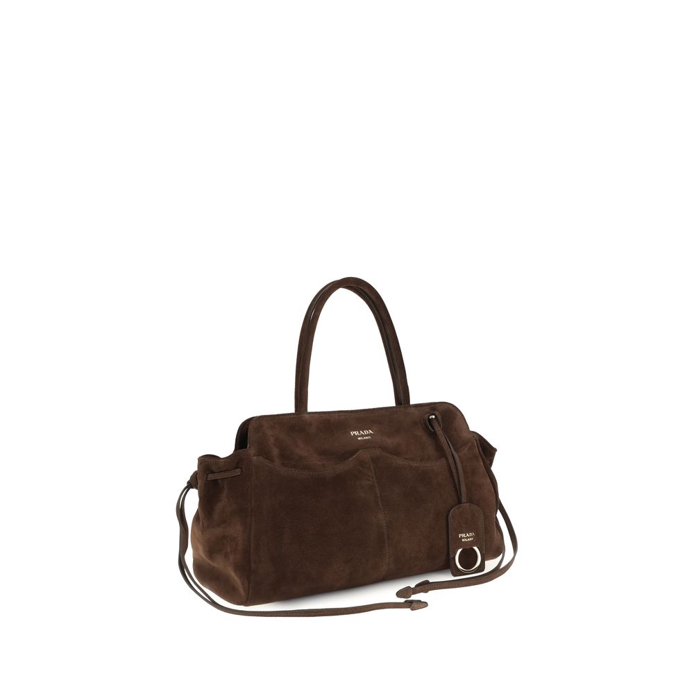 Prada Brown Suede Leather Shoulder Bag