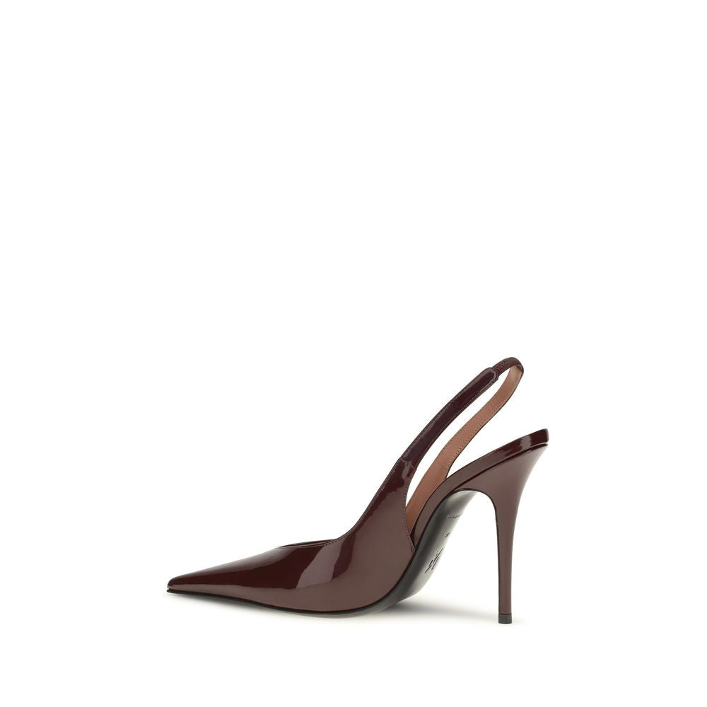 Amina Muaddi Bordeaux Calf Leather Bos Taurus Pumps