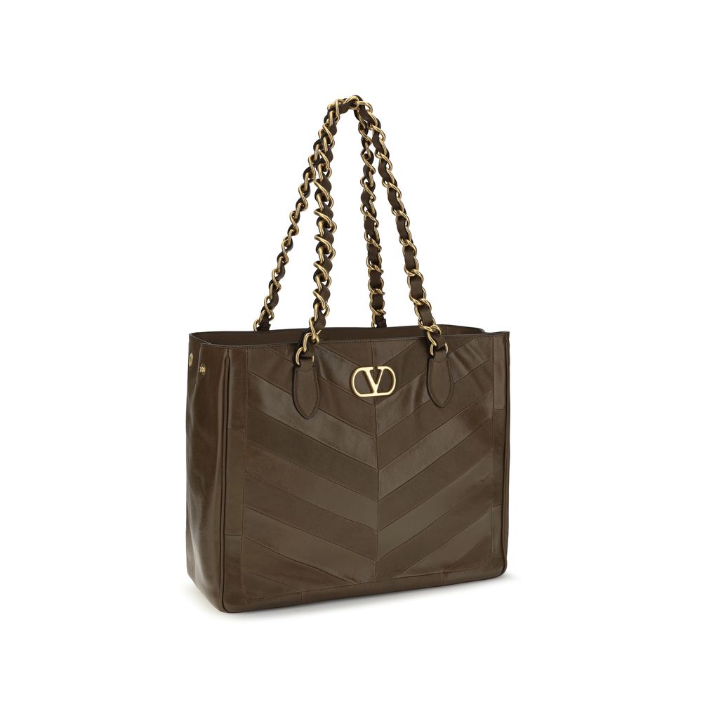 Valentino Garavani Brown Calf Leather Bos Taurus Shoulder Bag