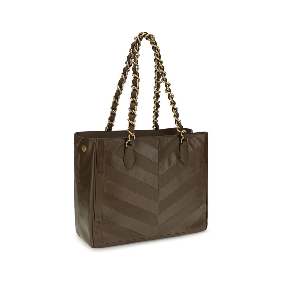 Valentino Garavani Brown Calf Leather Bos Taurus Shoulder Bag