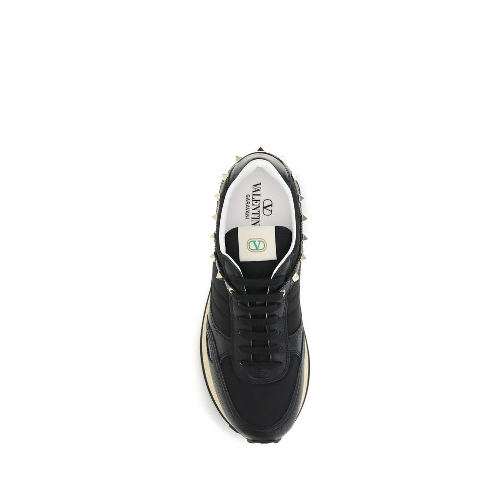 Valentino Garavani Black Calf Leather Bos Taurus Athletic Sneakers
