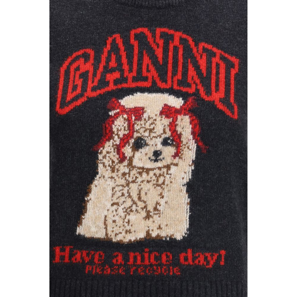 Ganni Black Wool Sleeveles Sweater