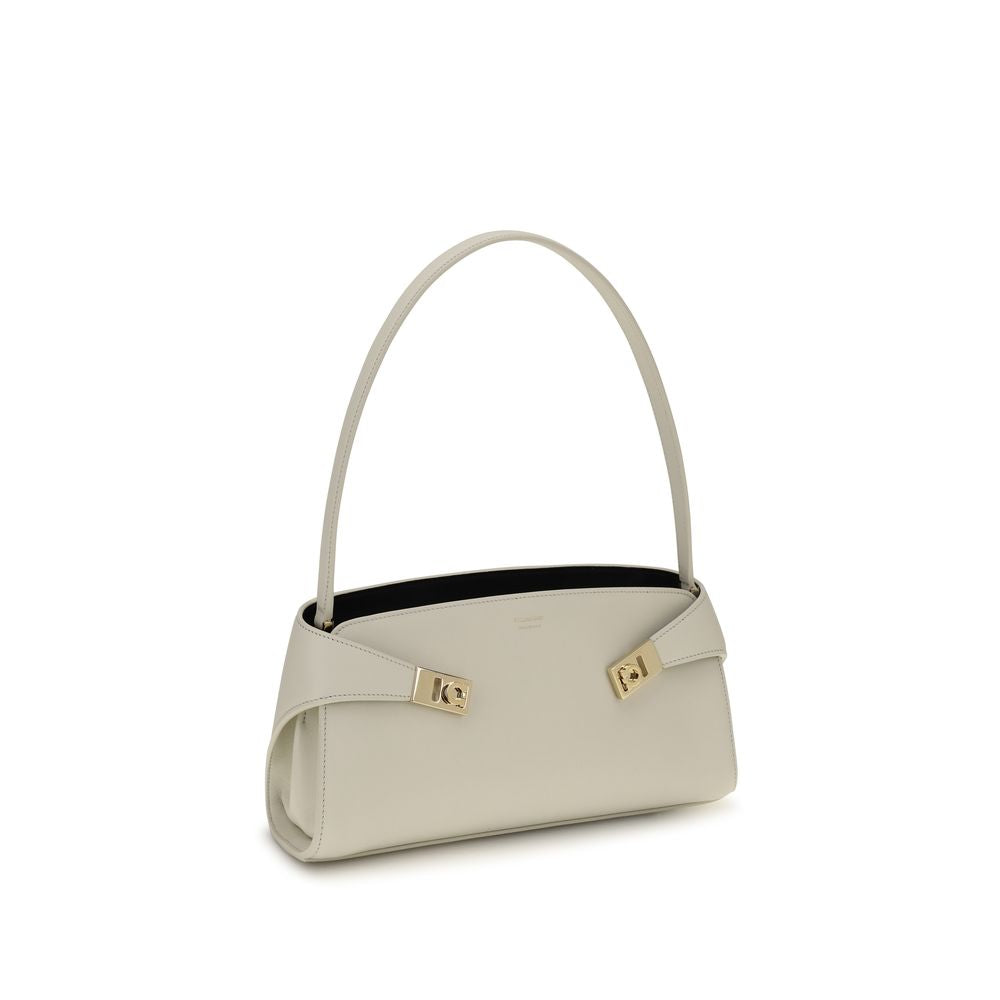 Ferragamo Beige Calf Leather Bos Taurus Shoulder Bag