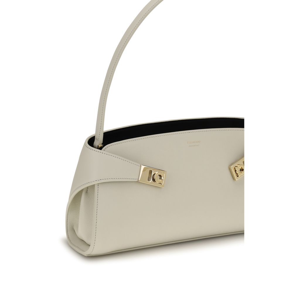 Ferragamo Beige Calf Leather Bos Taurus Shoulder Bag