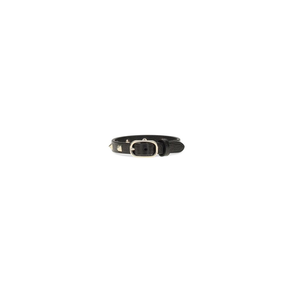 Valentino Garavani Black Calf Leather Bos Taurus Bracelet
