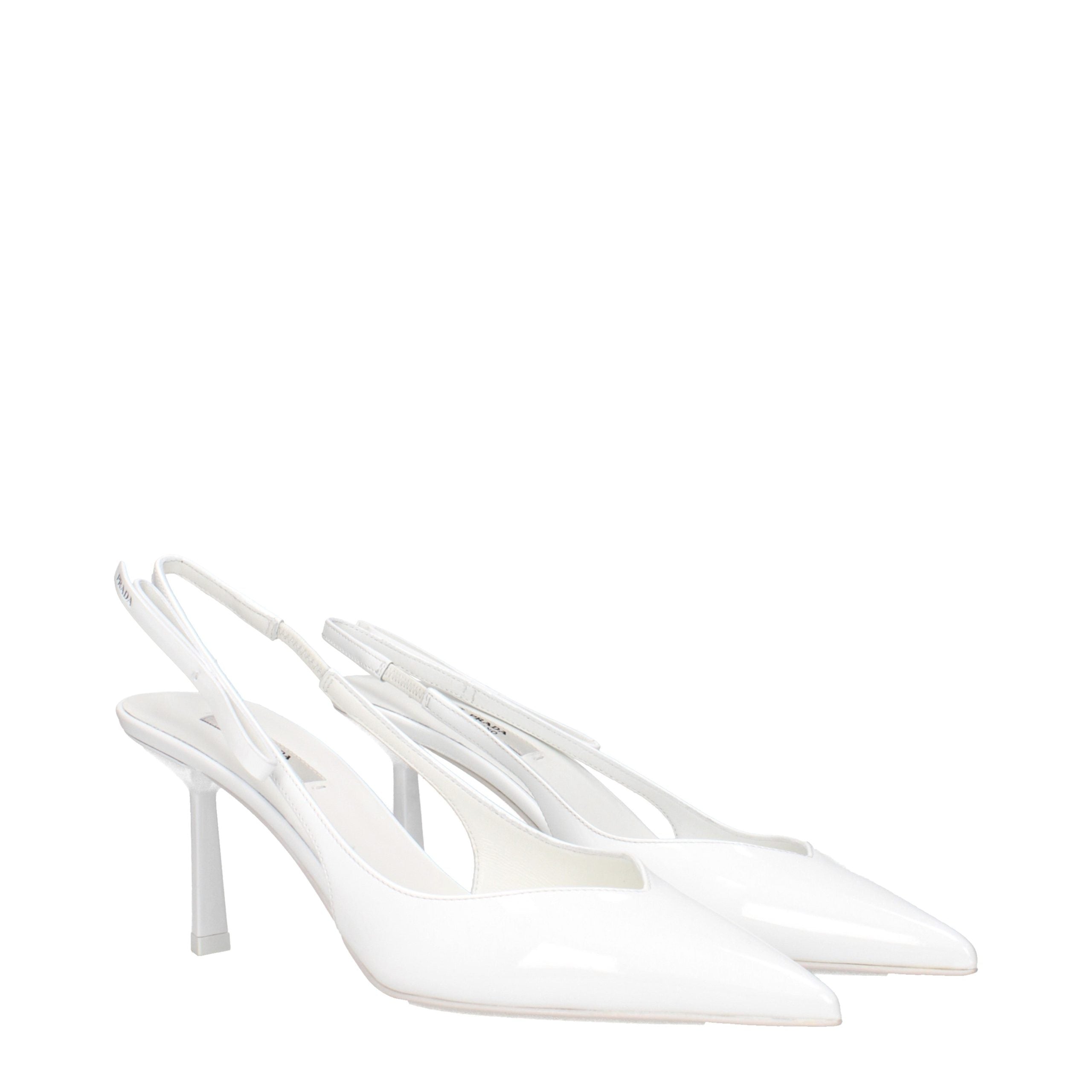 Prada White Leather High Heel Pumps
