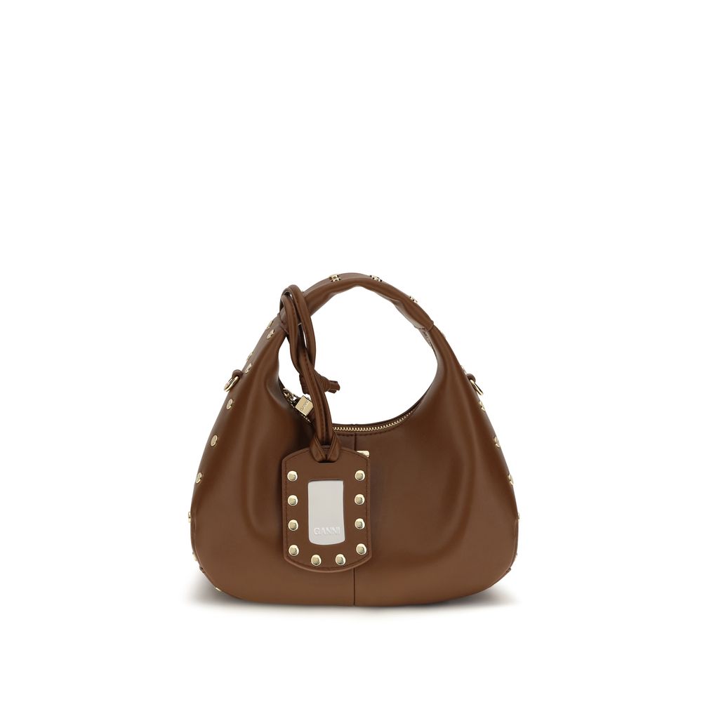 Ganni Brown Recycled Leather Shoulder Bag