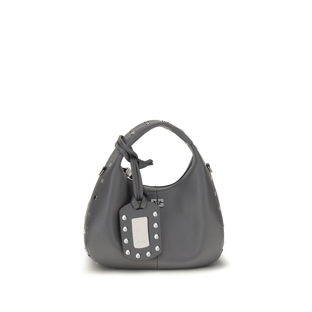 Ganni Gray Leather Shoulder Bag