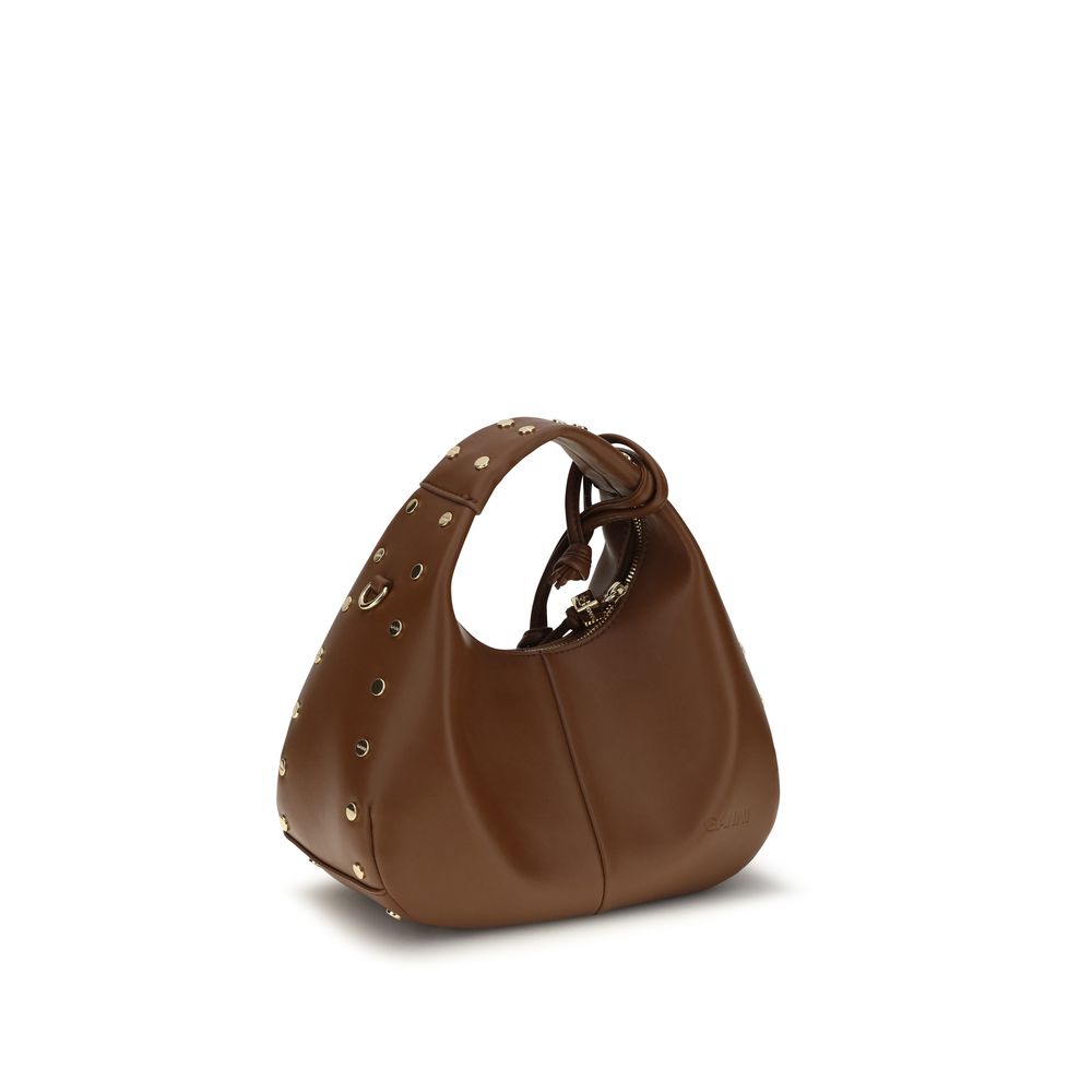 Ganni Brown Recycled Leather Shoulder Bag