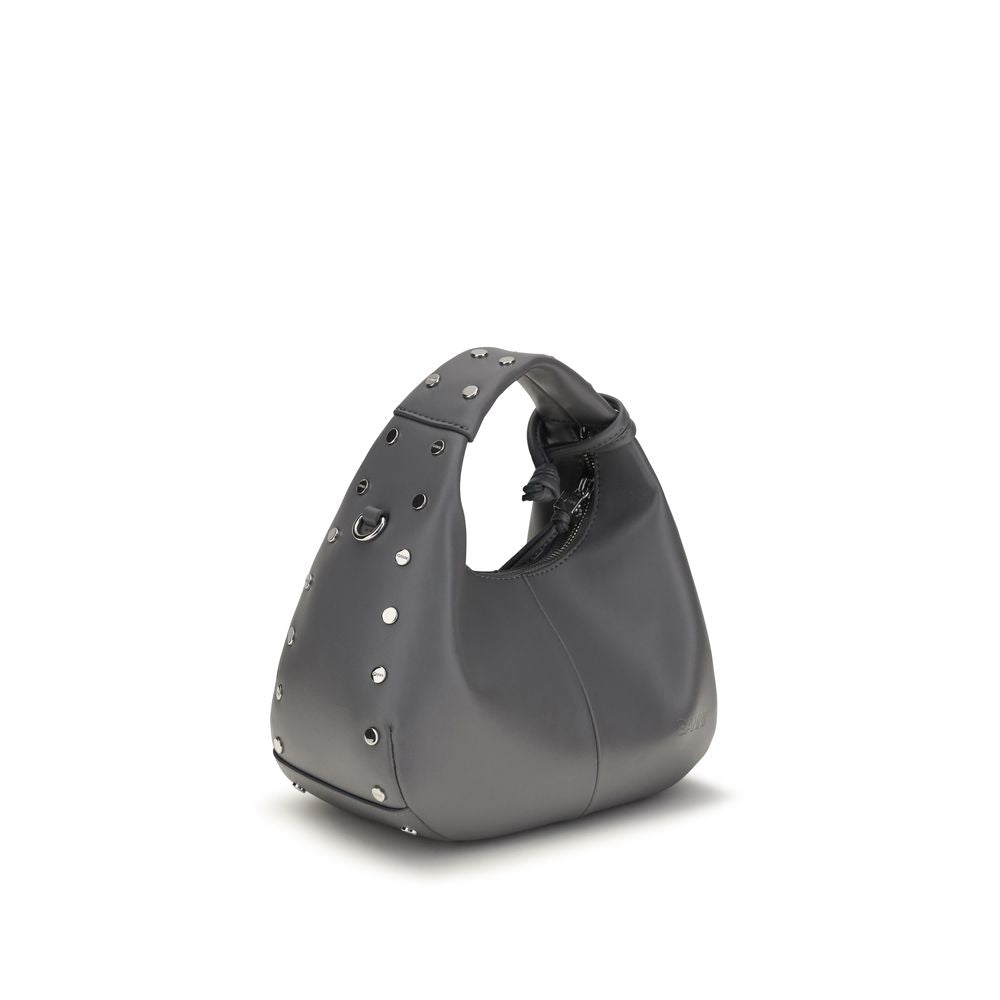 Ganni Gray Leather Shoulder Bag