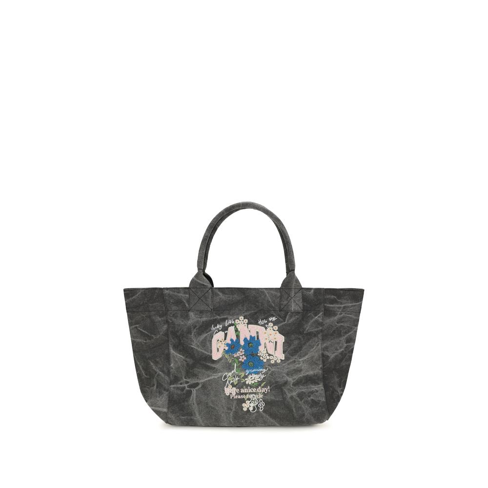 Ganni Gray Cotton Shoulder Bag