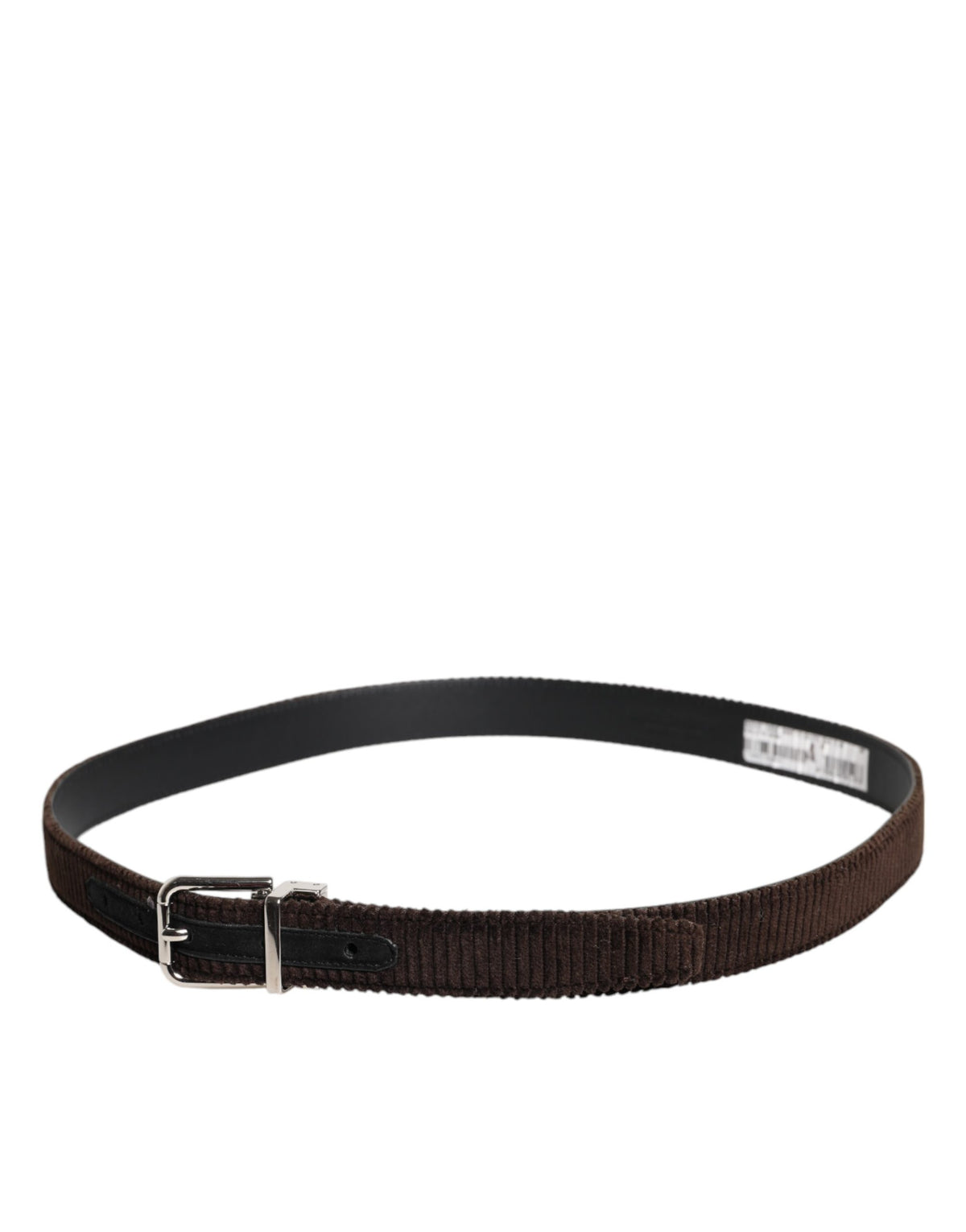 Dolce & Gabbana Men Brown Velvet Ridged Silver Buckle Belt