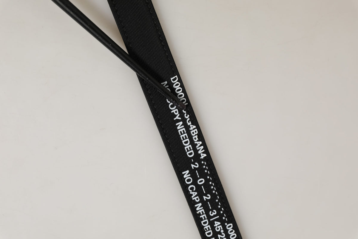 Dolce & Gabbana Black Fabric Leather Barcode Silver Buckle Belt
