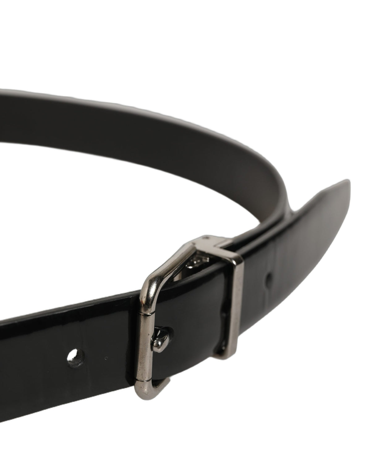 Dolce & Gabbana Black Leather Studs Silver Metal Buckle Belt