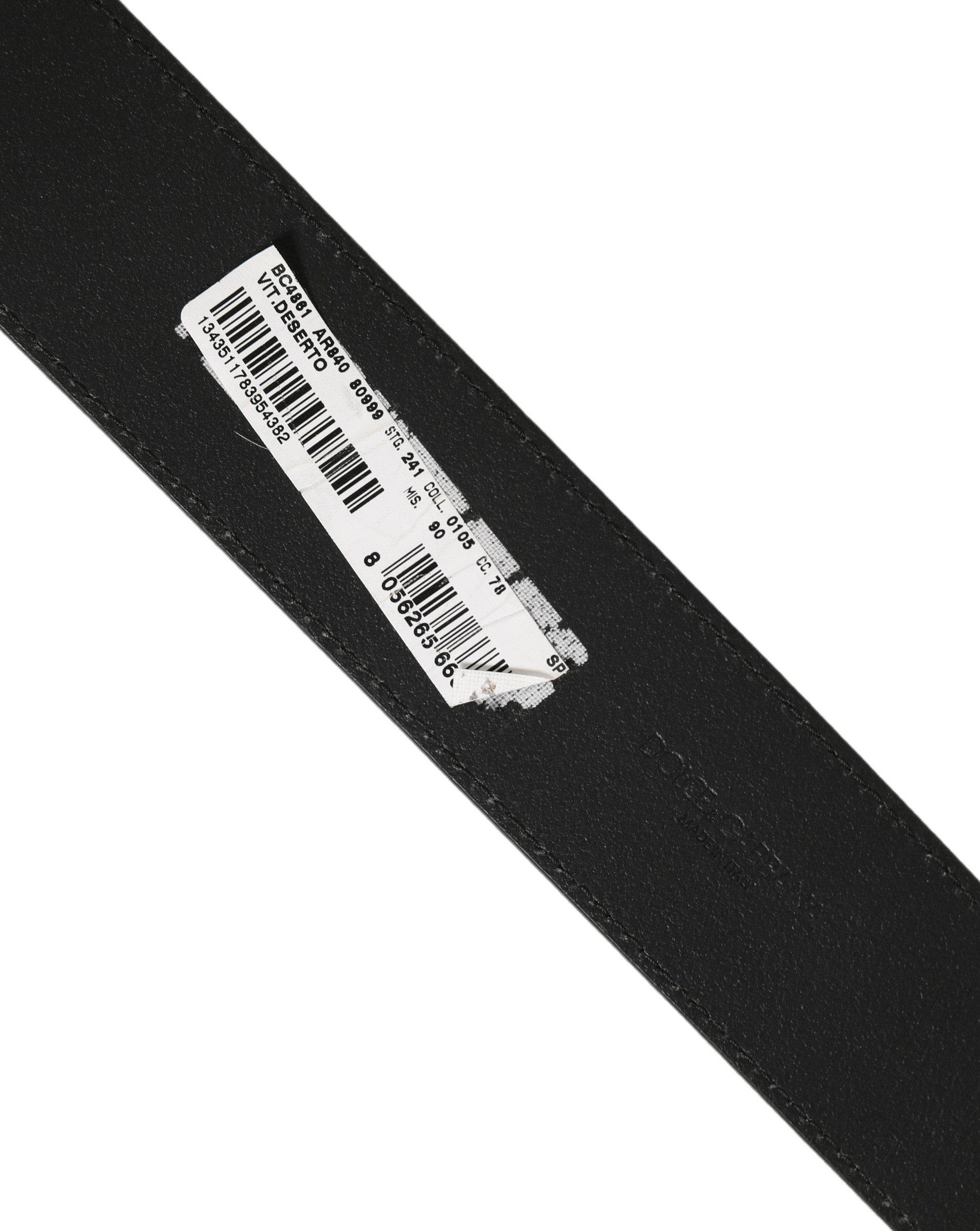 Dolce & Gabbana Black Leather Anchor Logo Metal Buckle Belt