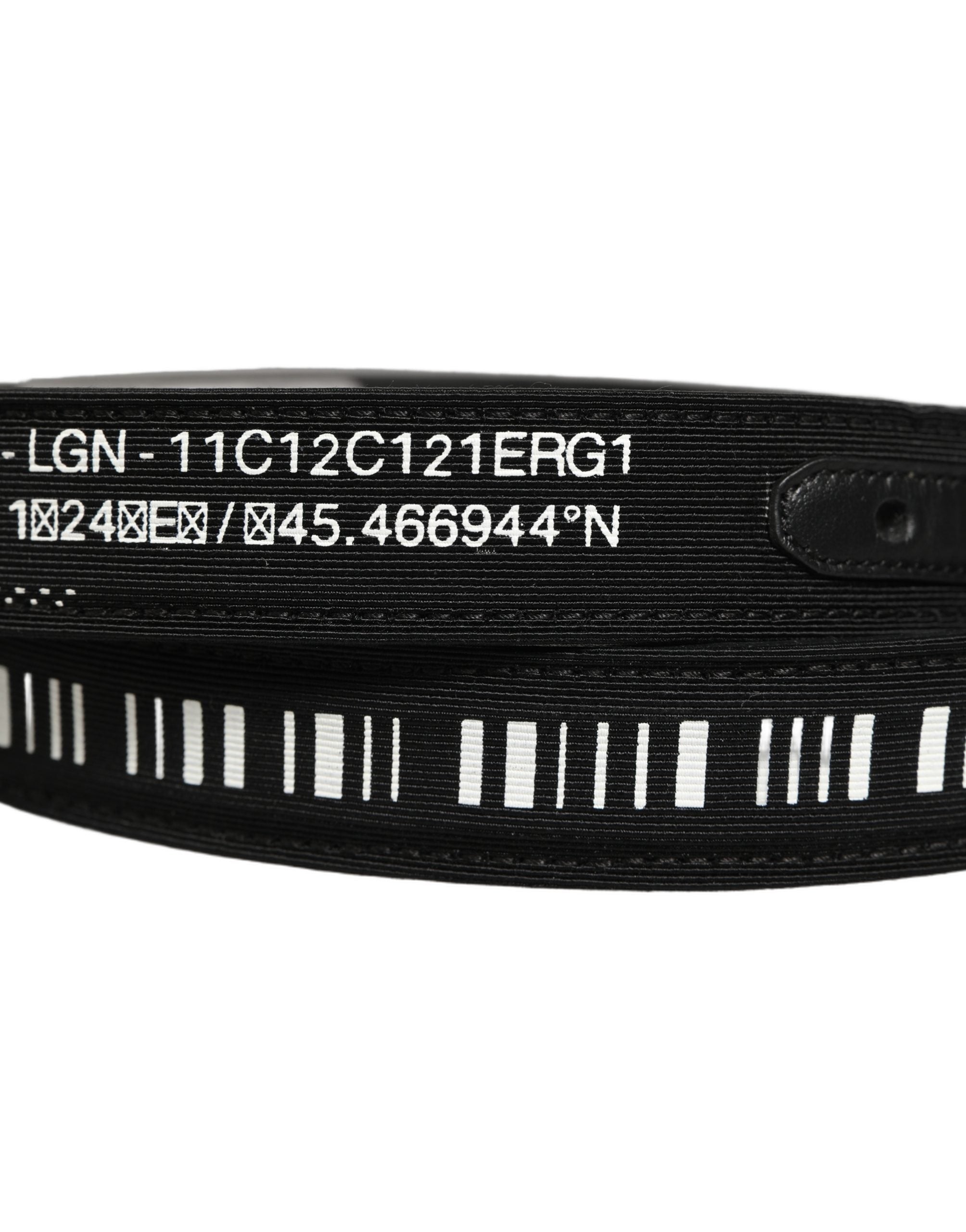 Dolce & Gabbana Black Fabric Leather Barcode Silver Buckle Belt