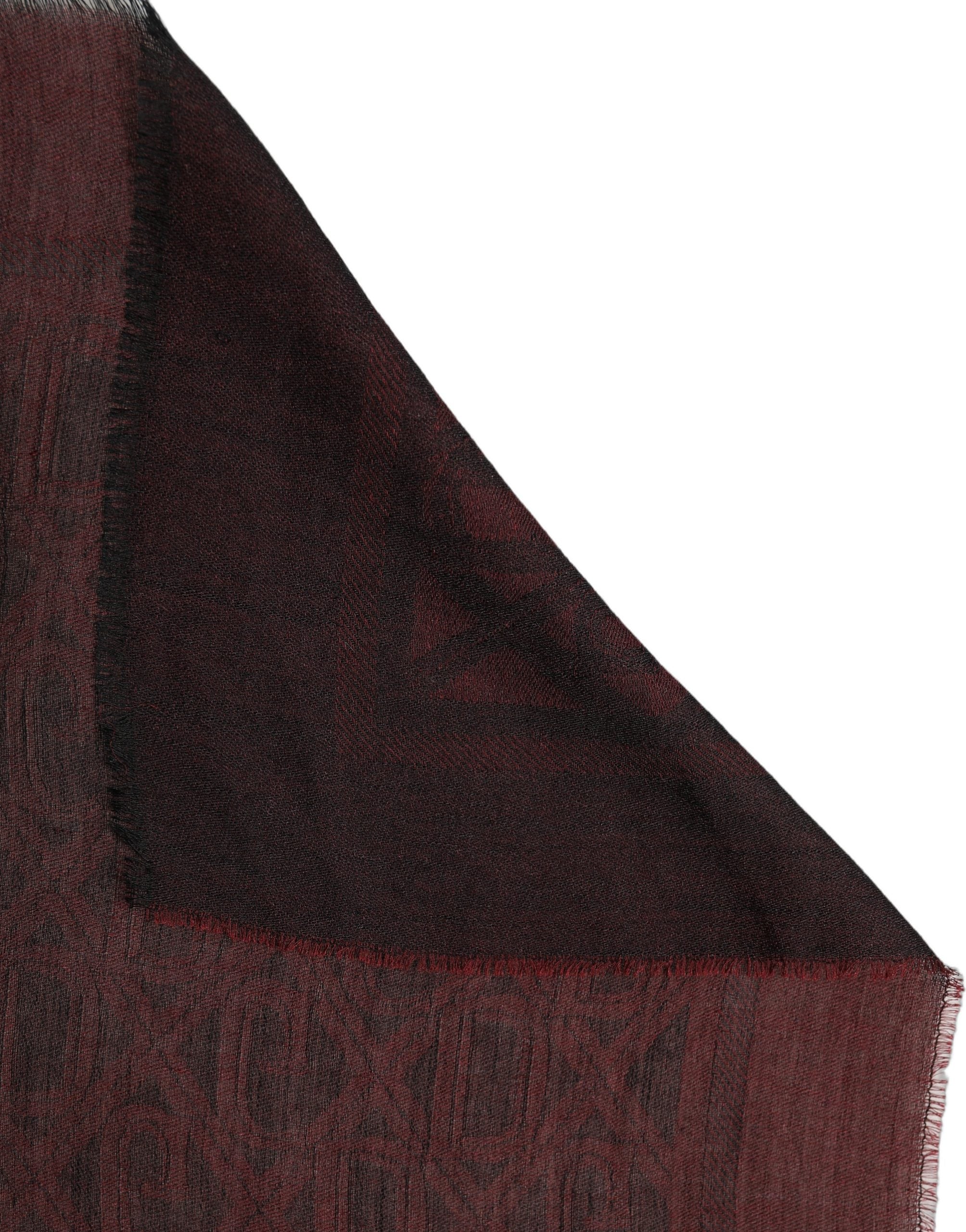 Dolce & Gabbana Dark Red Modal Frayed Edge Lace Stole Scarf