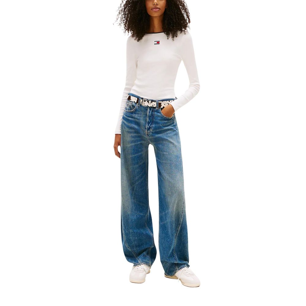 Tommy Hilfiger Jeans White Recycled Cotton Long Sleeve T-Shirt