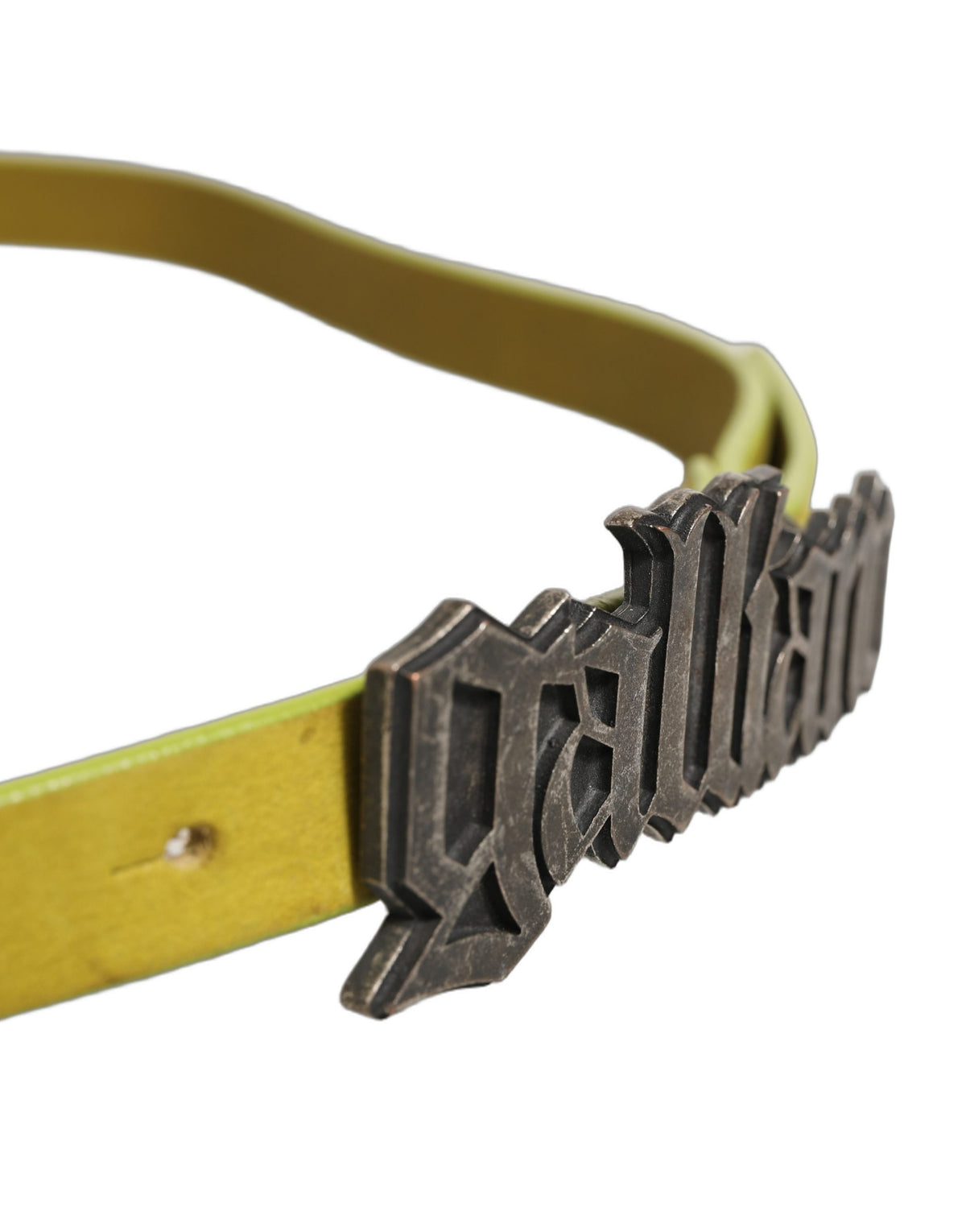 Dolce & Gabbana Yellow Waxed Leather Rustic Silver Logo Buckle Belt