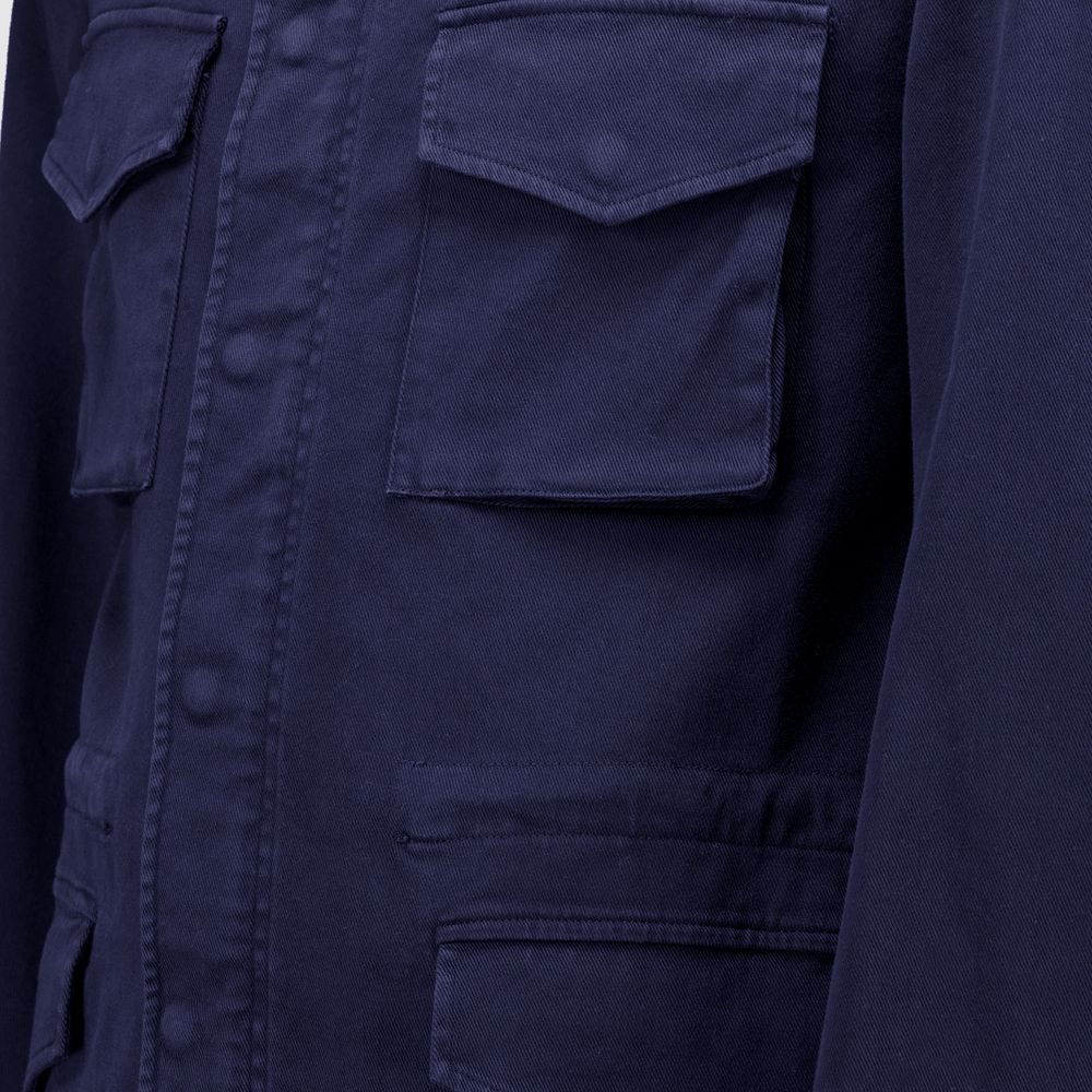 Autore Navy Blue Cotton Full-Length Jacket