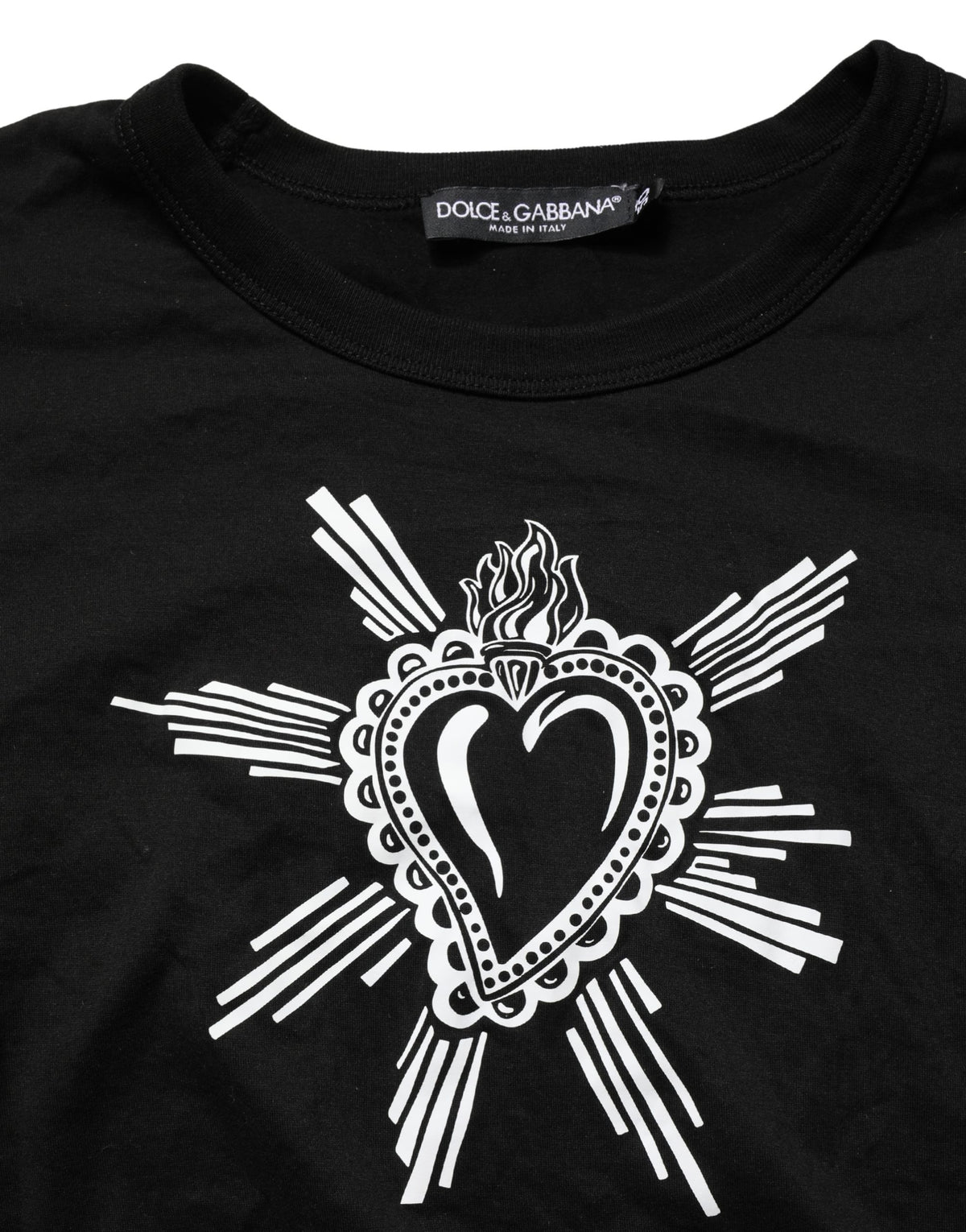 Dolce & Gabbana Black Sacred Heart Cotton Crew Neck T-shirt