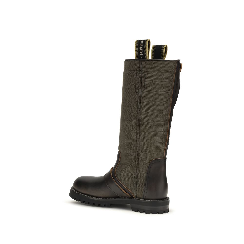 Fendi Bicolor Cotton Boots