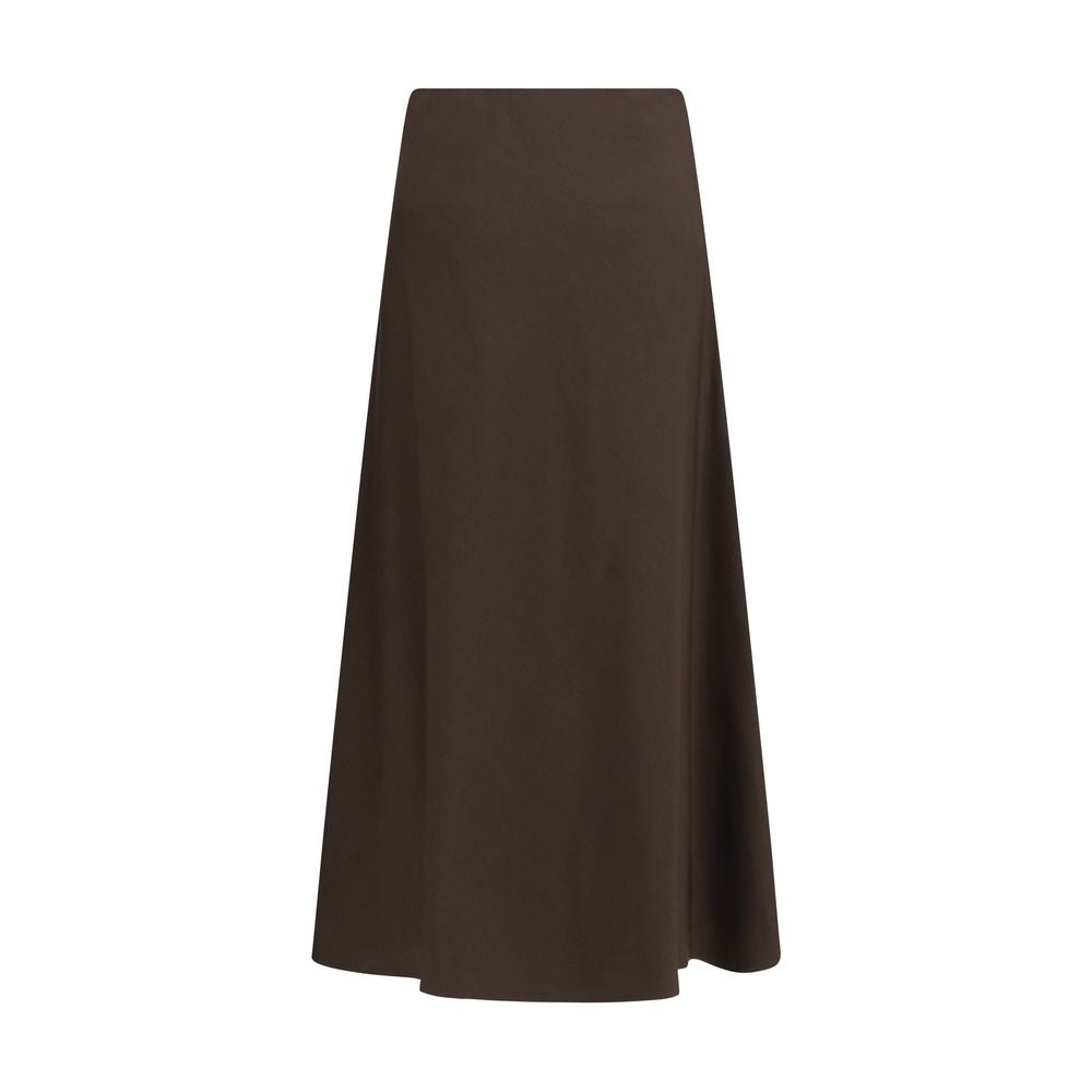 Brunello Cucinelli Brown Wool Oves Aries Midi Skirt