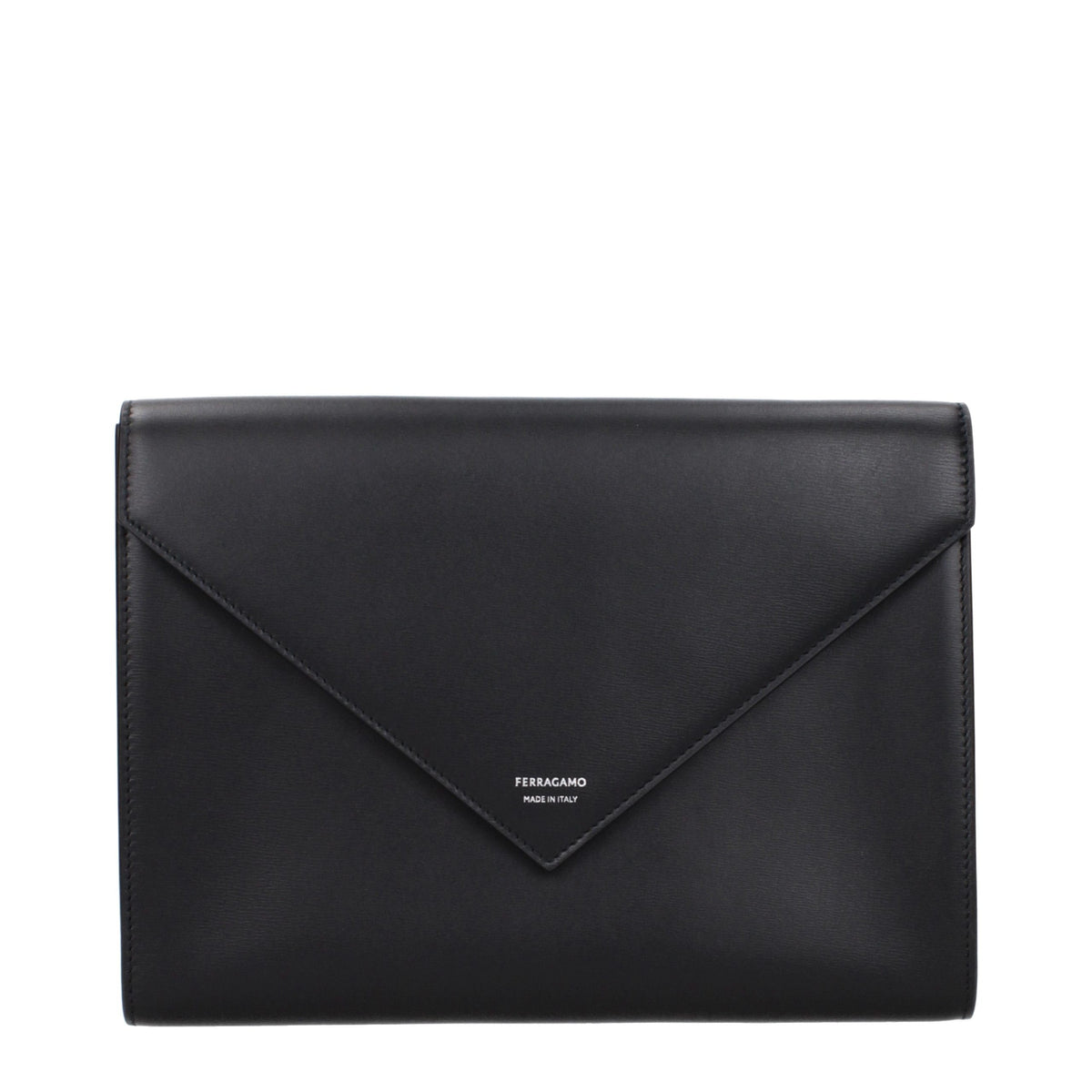 Ferragamo Black Leather Clutch Bag