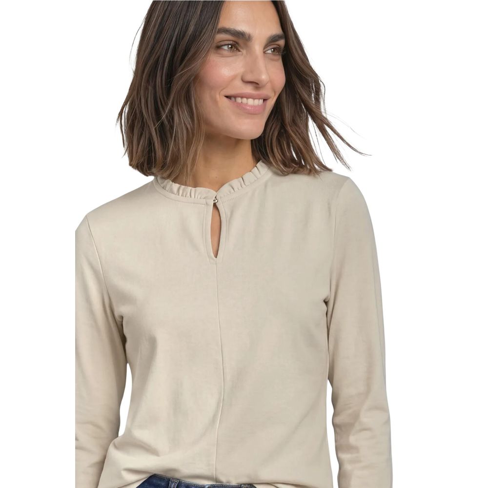 Street One Beige Cotton Long Sleeve T-Shirt