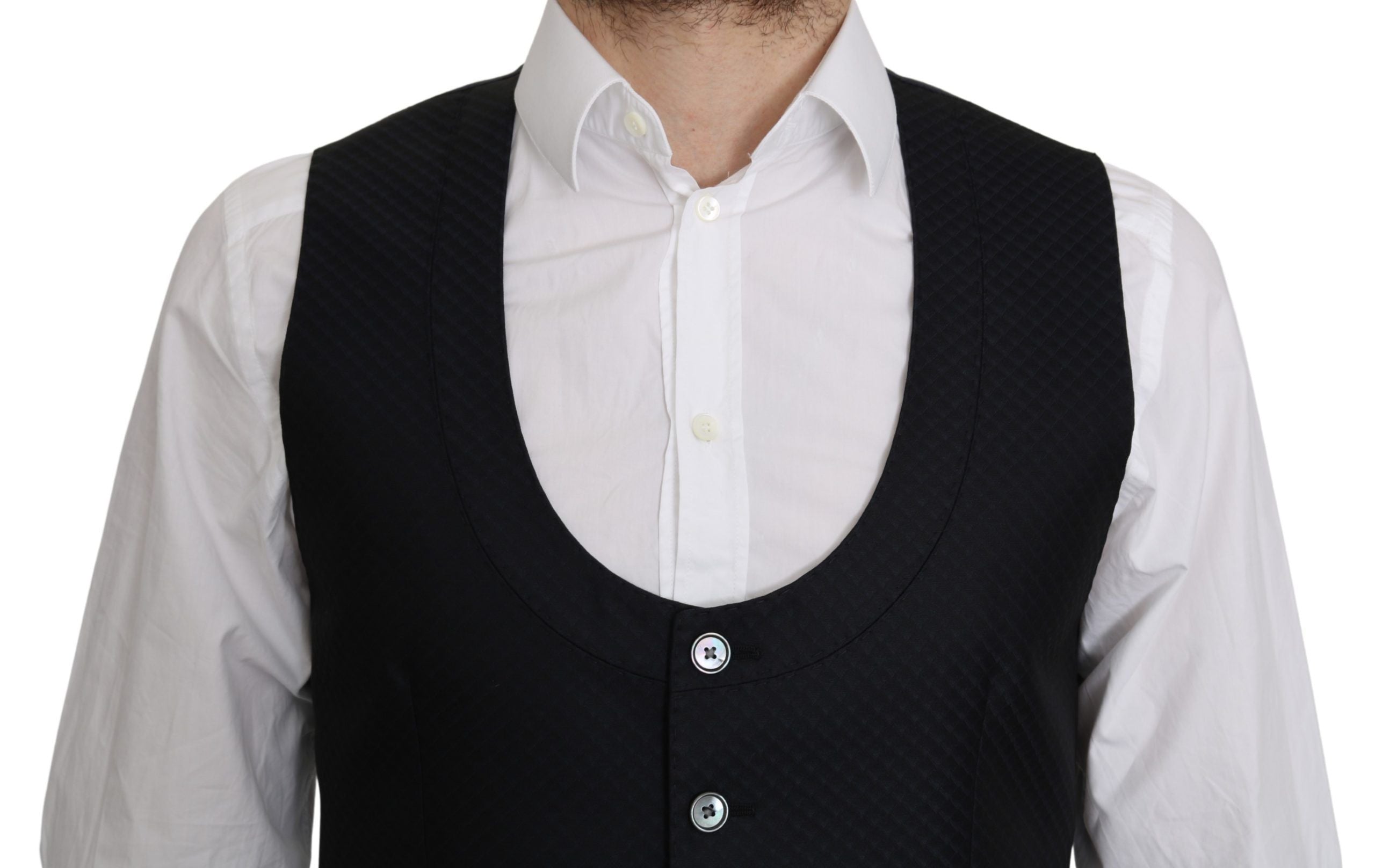 Dolce & Gabbana Elegant Blue Silk-Blend Formal Vest