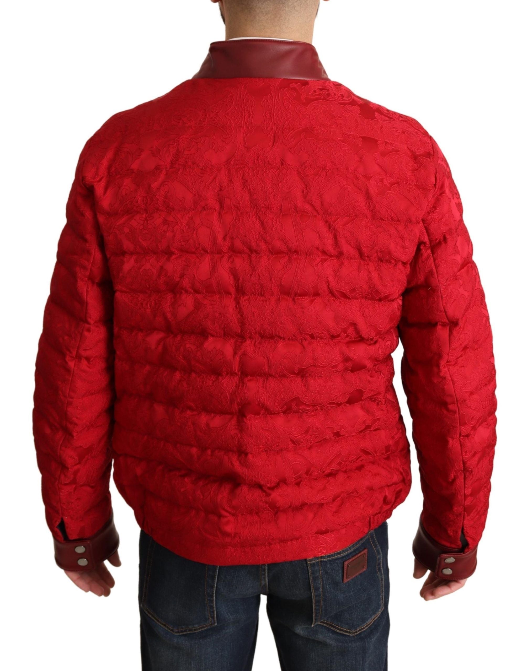 Dolce & Gabbana Red and Gold Bomber Designer Jacket