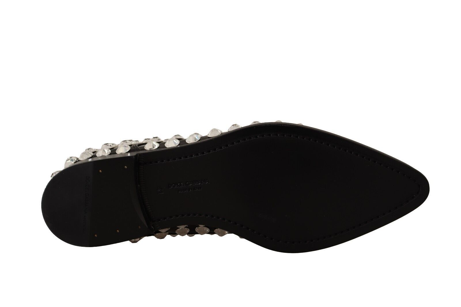 Dolce & Gabbana Crystal-Embellished Leather Formal Flats