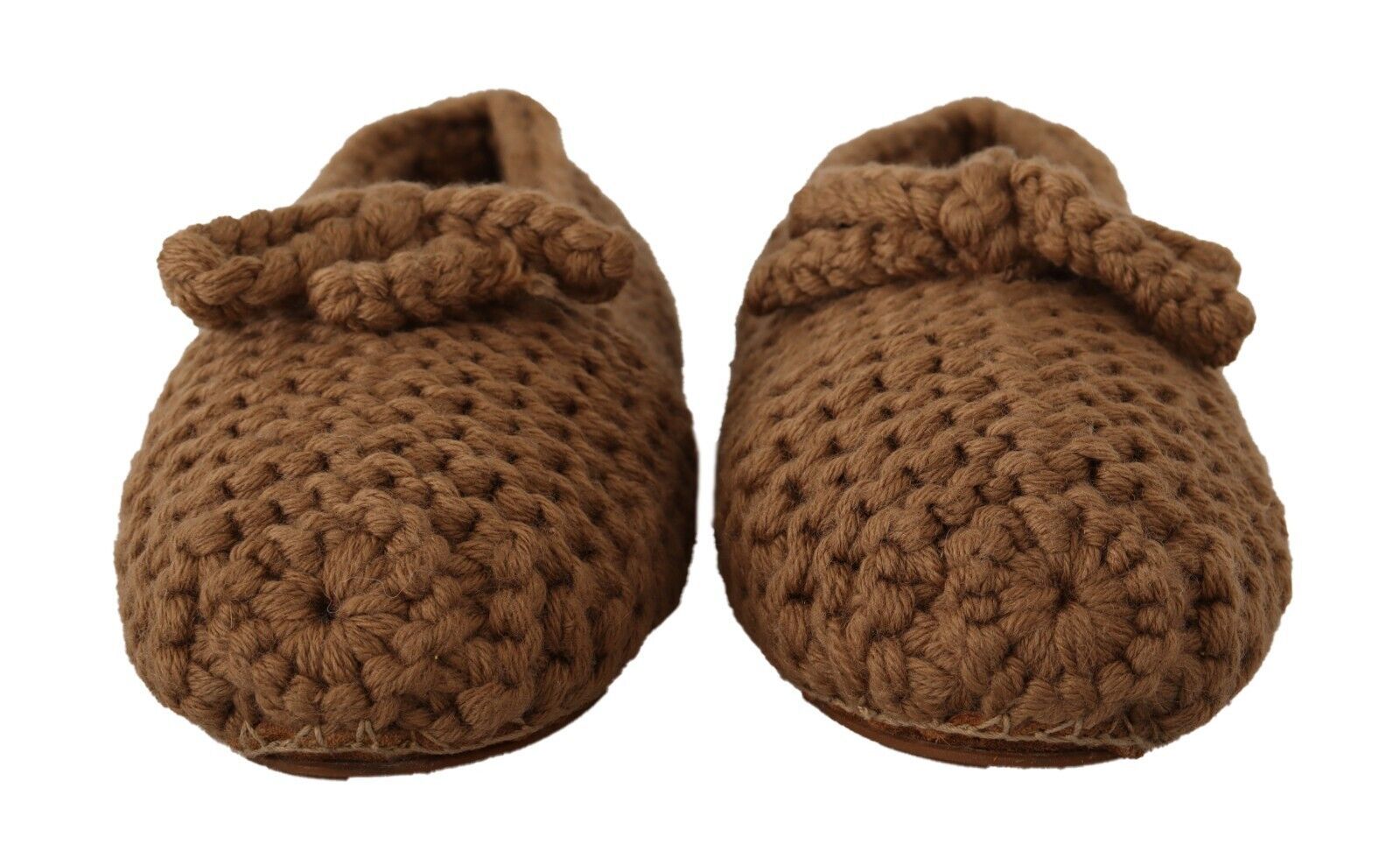 Dolce & Gabbana Elegant Wool Knit Ballerina Flats in Brown