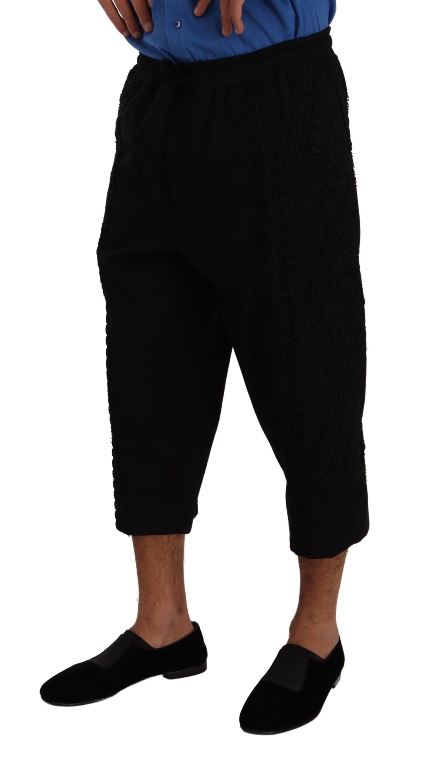 Dolce & Gabbana Elegant Black Cotton Blend Cropped Pants