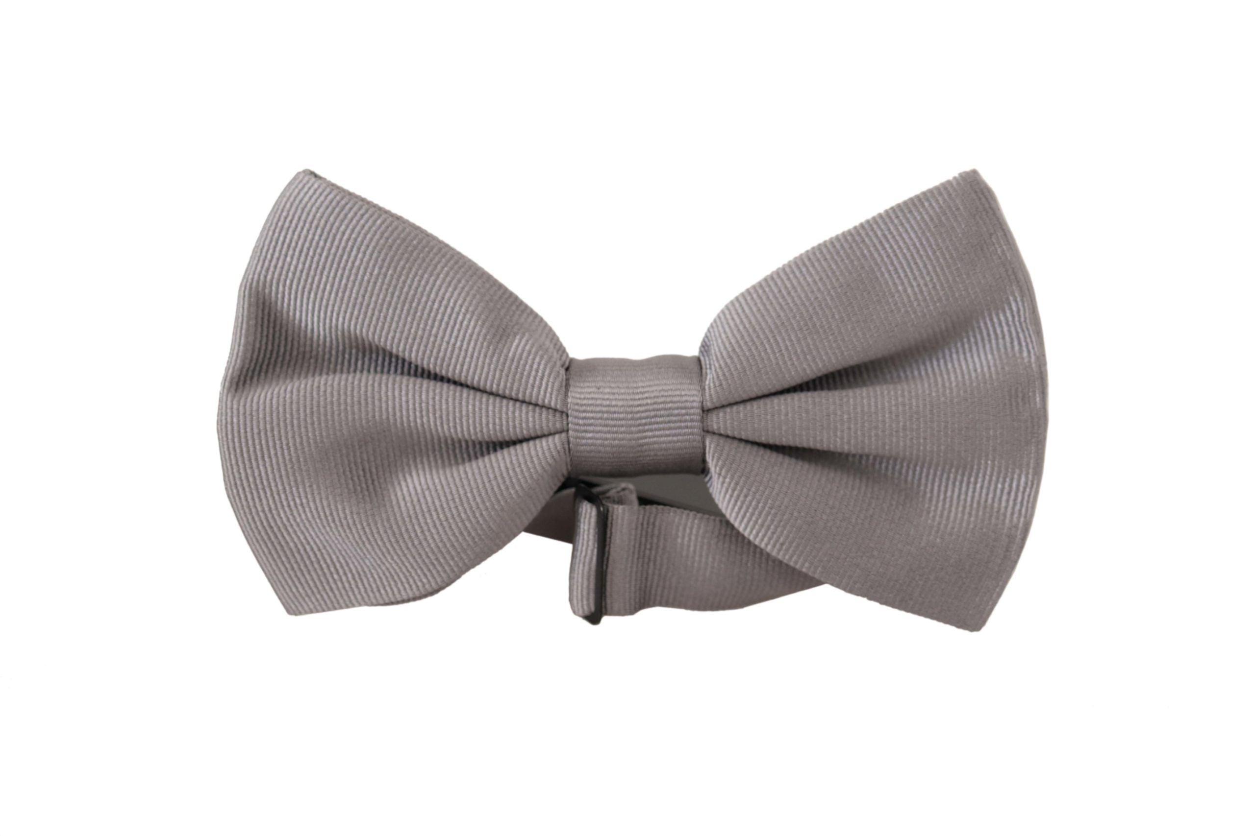 Dolce & Gabbana Gray 100% Silk Adjustable Neck Papillon Tie