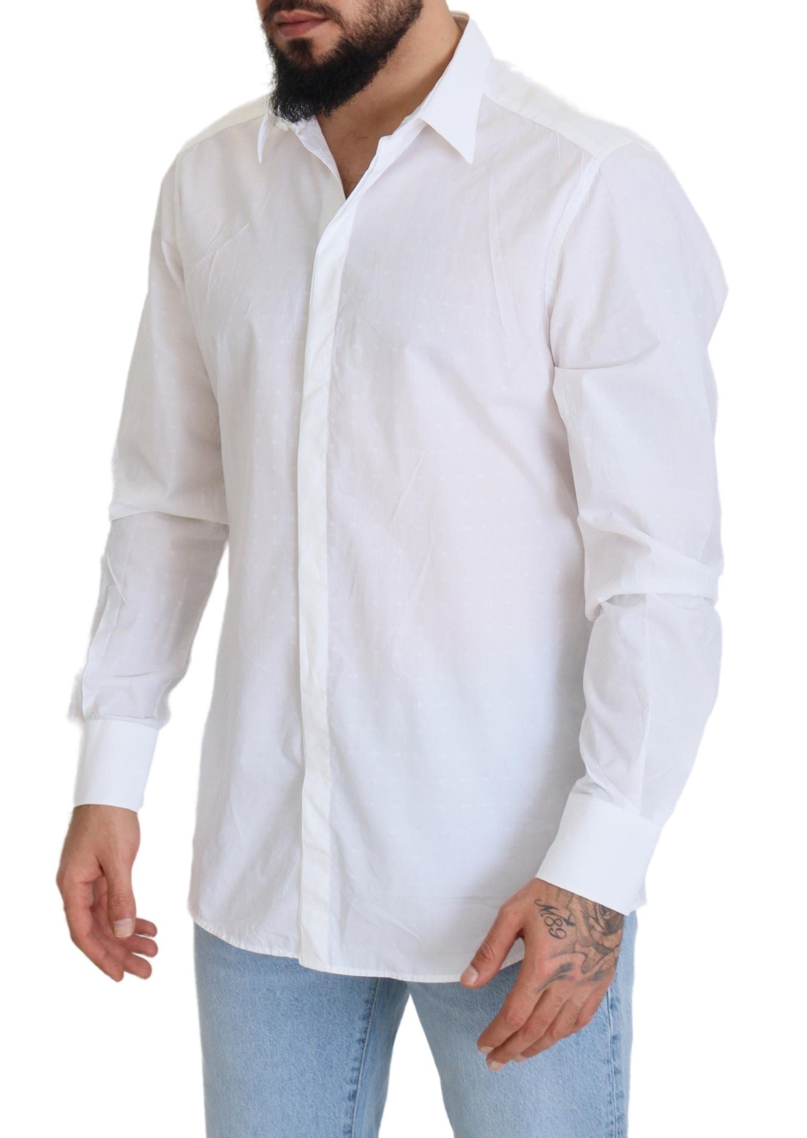 Dolce & Gabbana Elegance Reimagined White Cotton Dress Shirt