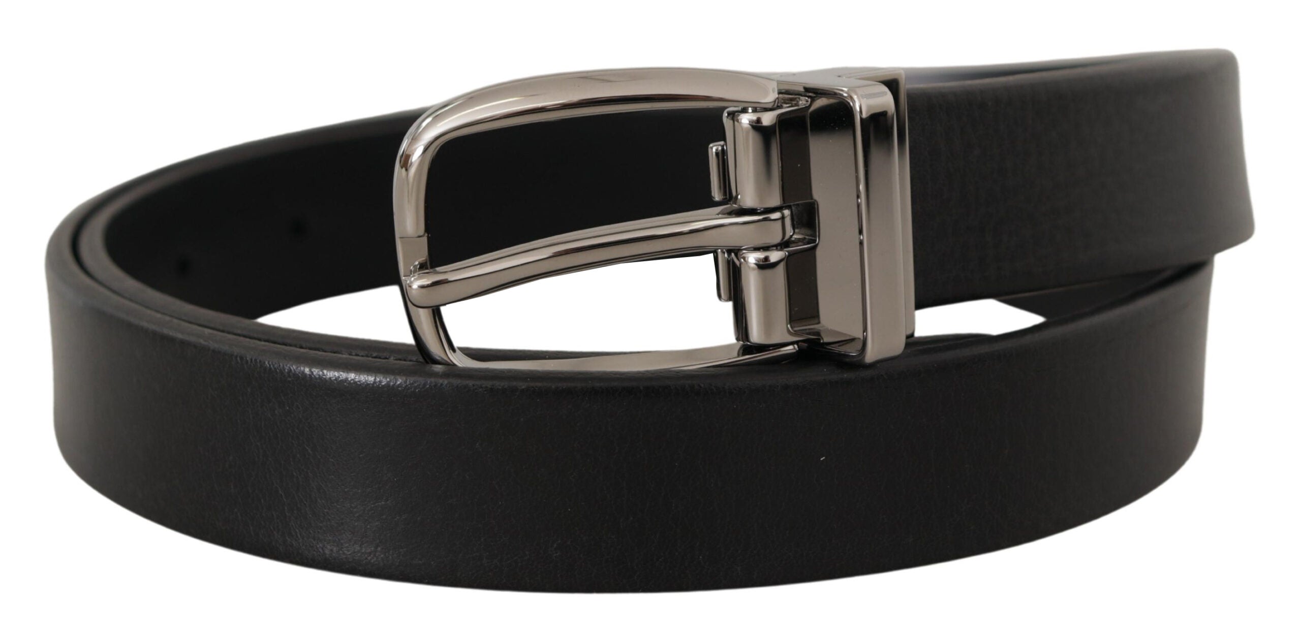 Dolce & Gabbana Elegant Black Leather Belt with Metal Buckle