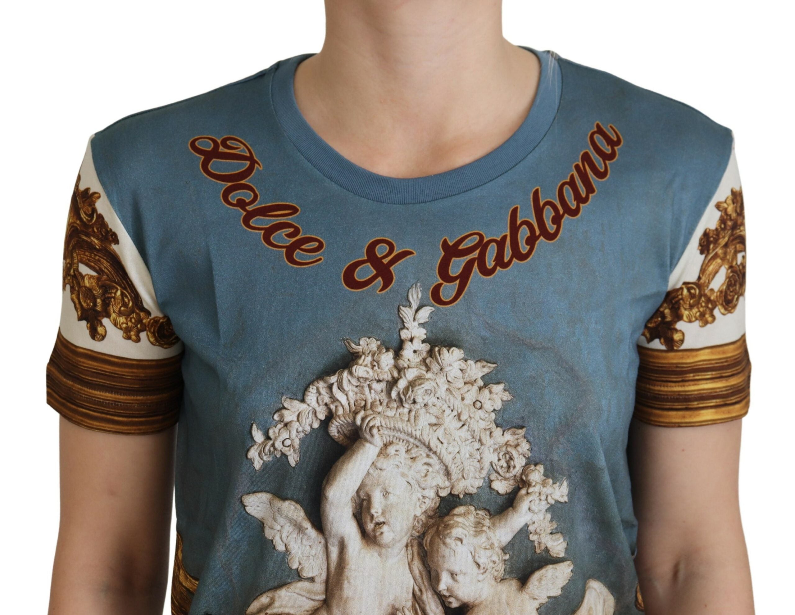 Dolce & Gabbana Chic Angel Print Casual Cotton Tee