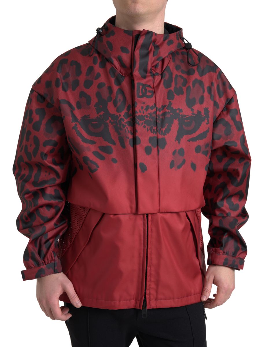 Dolce & Gabbana Radiant Red Leopard Print Hooded Jacket