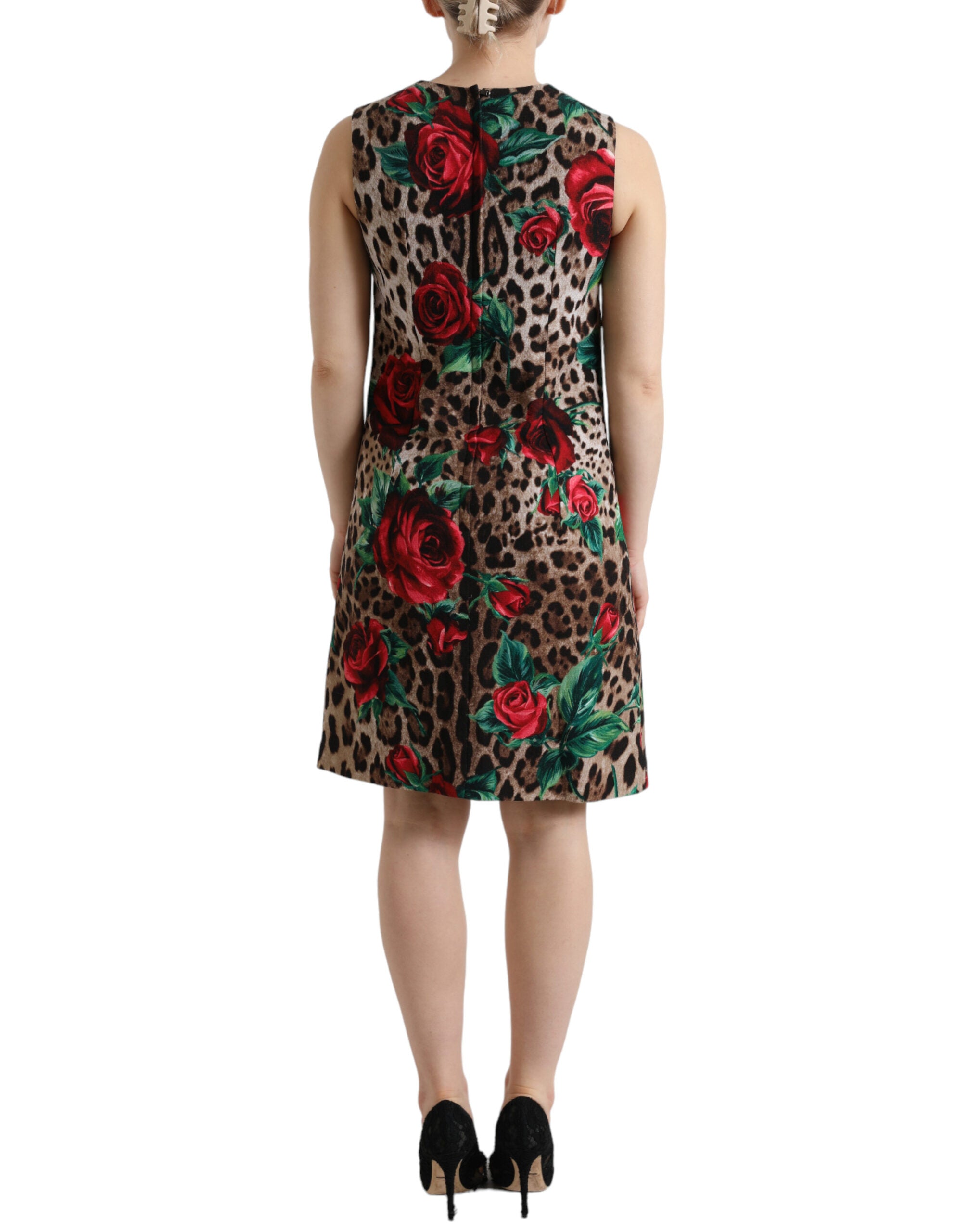 Dolce & Gabbana Elegant Leopard Floral A-Line Dress