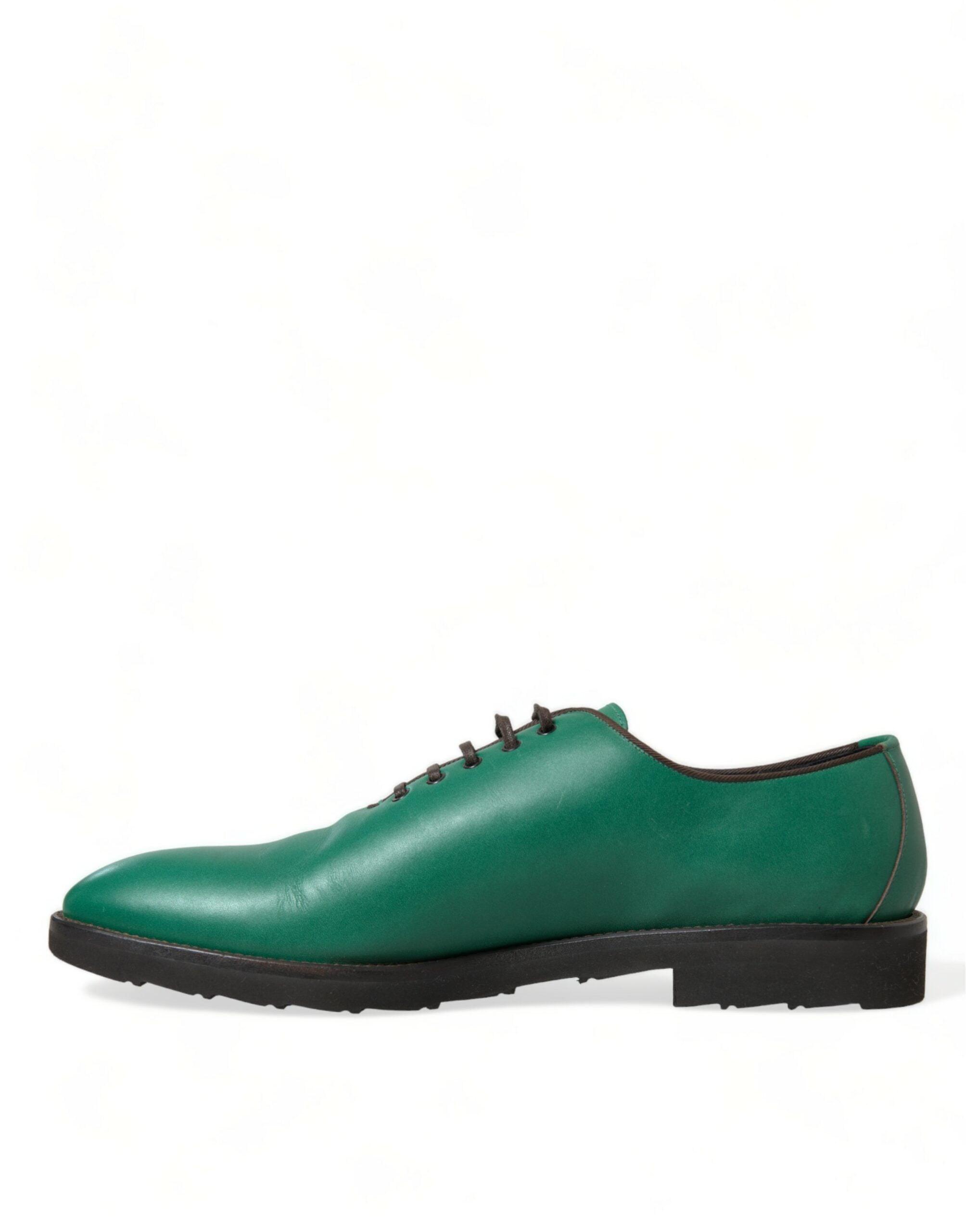 Dolce & Gabbana Elegant Green Leather Oxford Dress Shoes