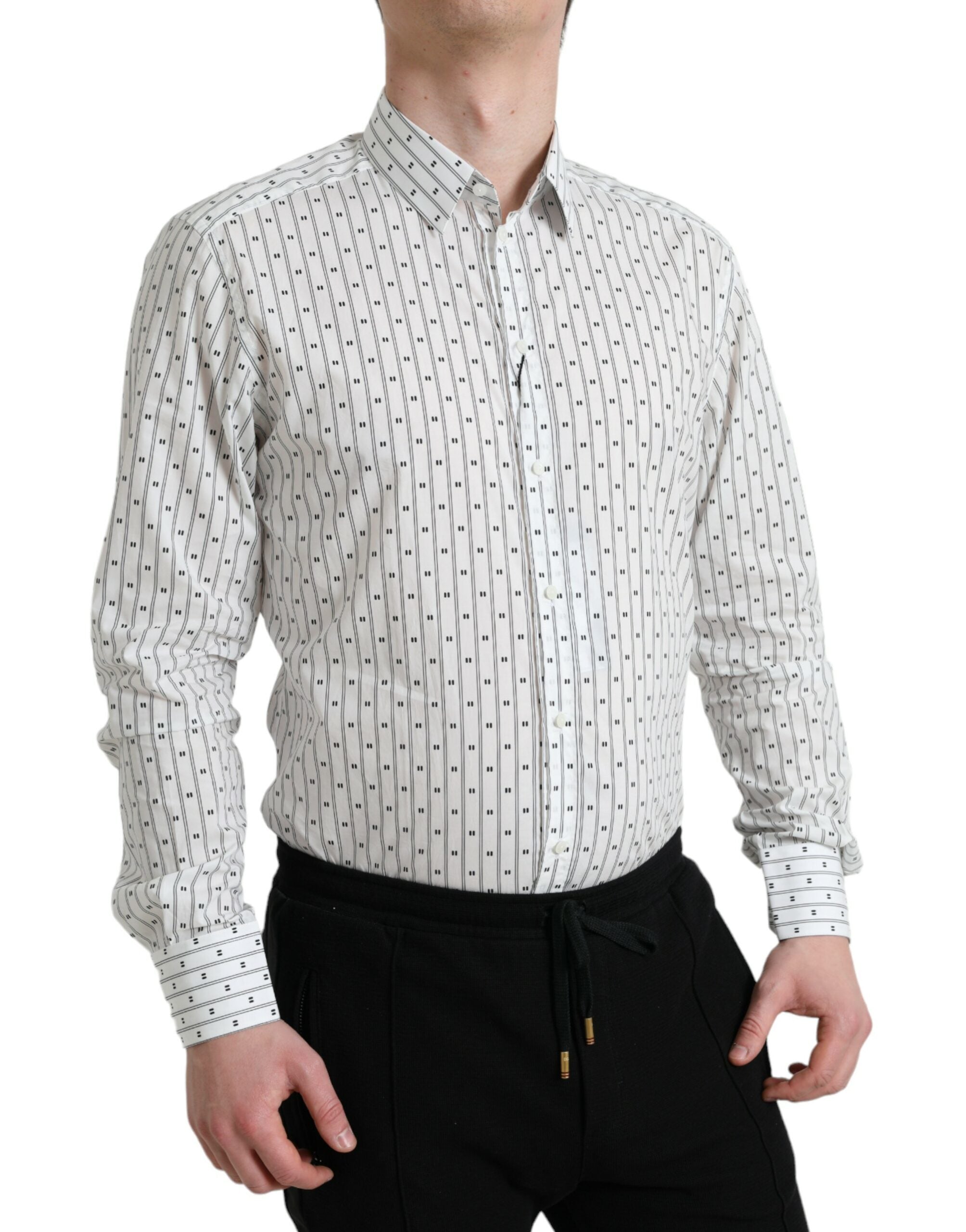 Dolce & Gabbana Elegant White Cotton Slim Fit Dress Shirt