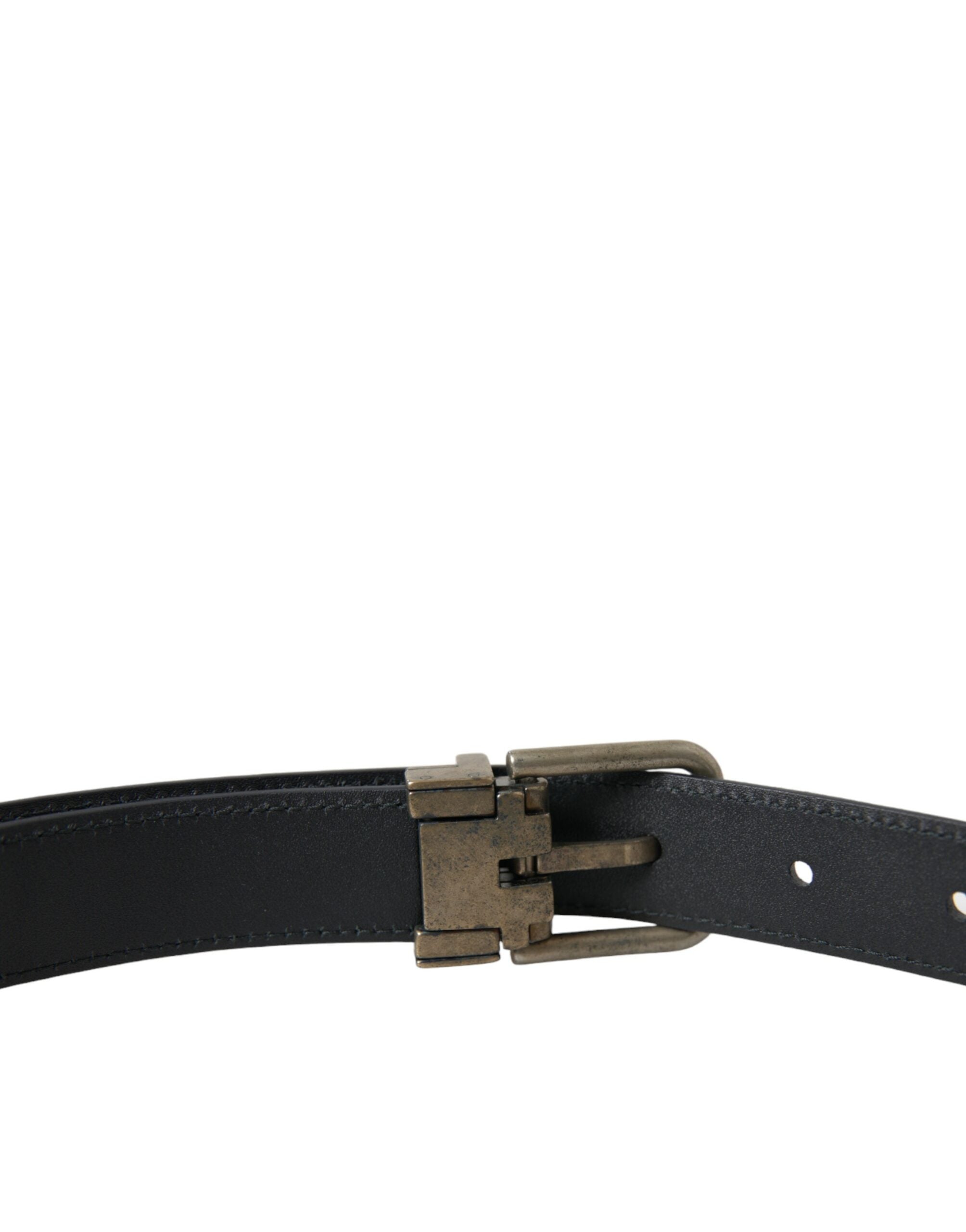 Dolce & Gabbana Elegant Blue Leather Belt with Metal Buckle