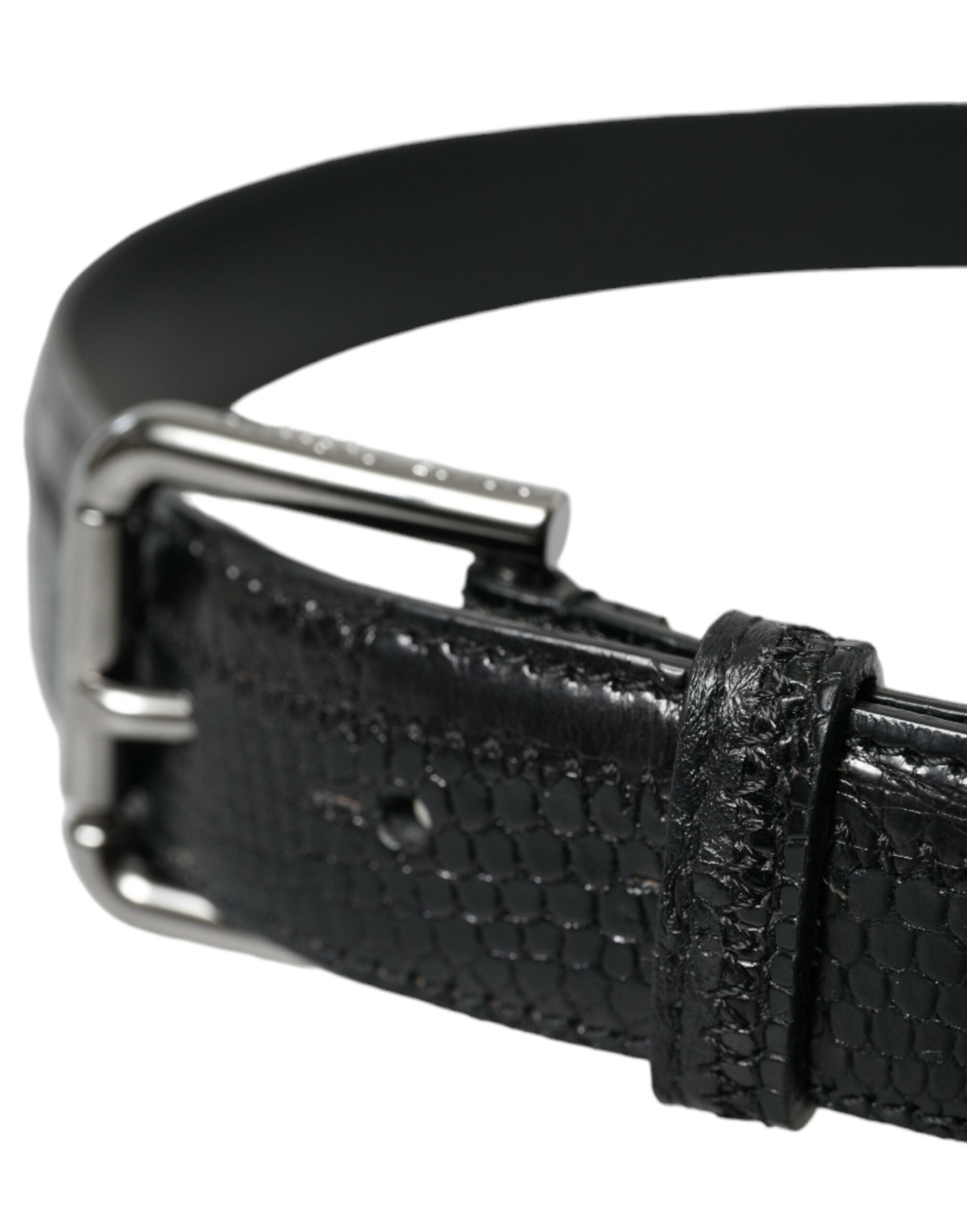 Dolce & Gabbana Elegant Black Leather Belt with Metal Buckle