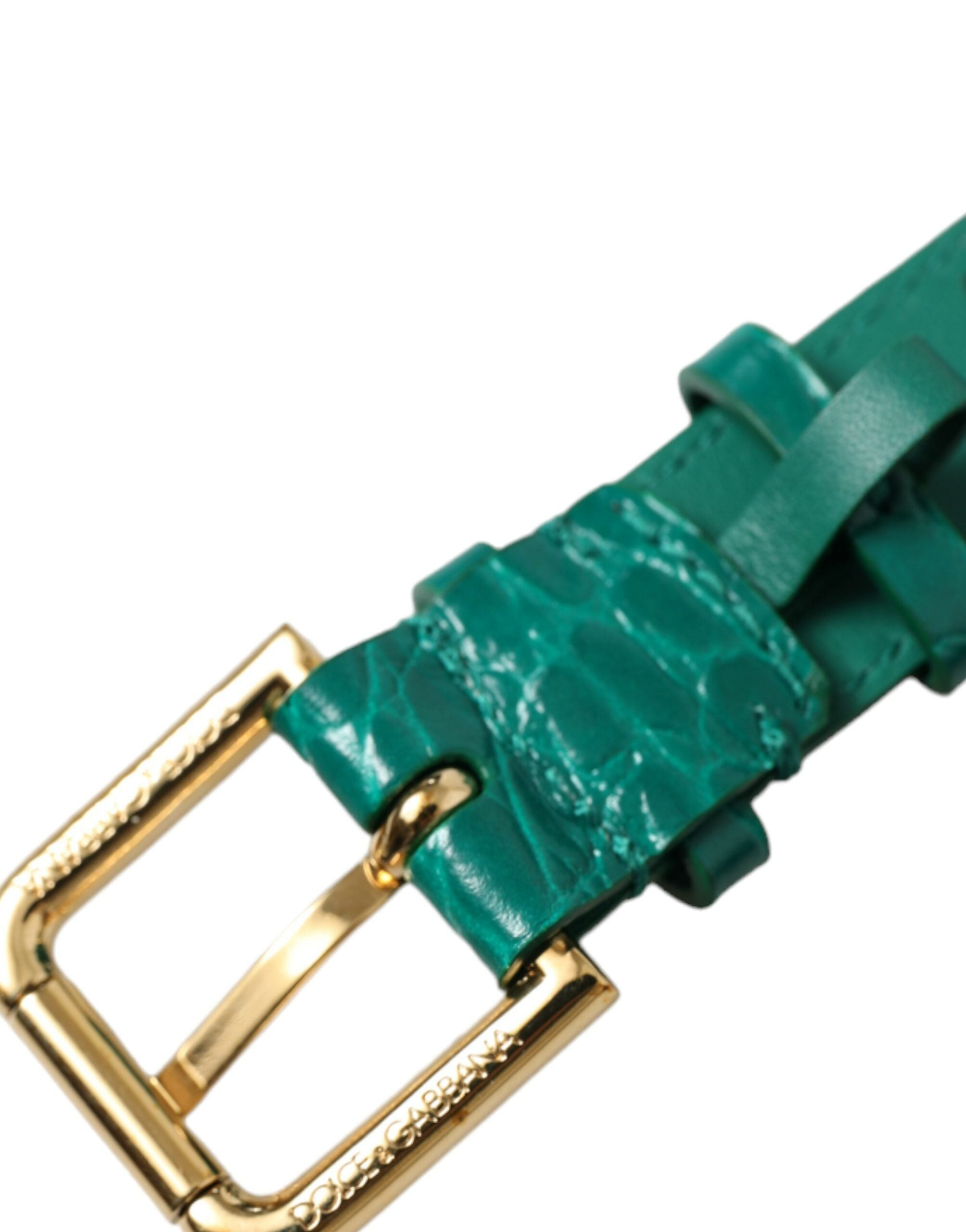 Dolce & Gabbana Elegant Green Leather Neck Band